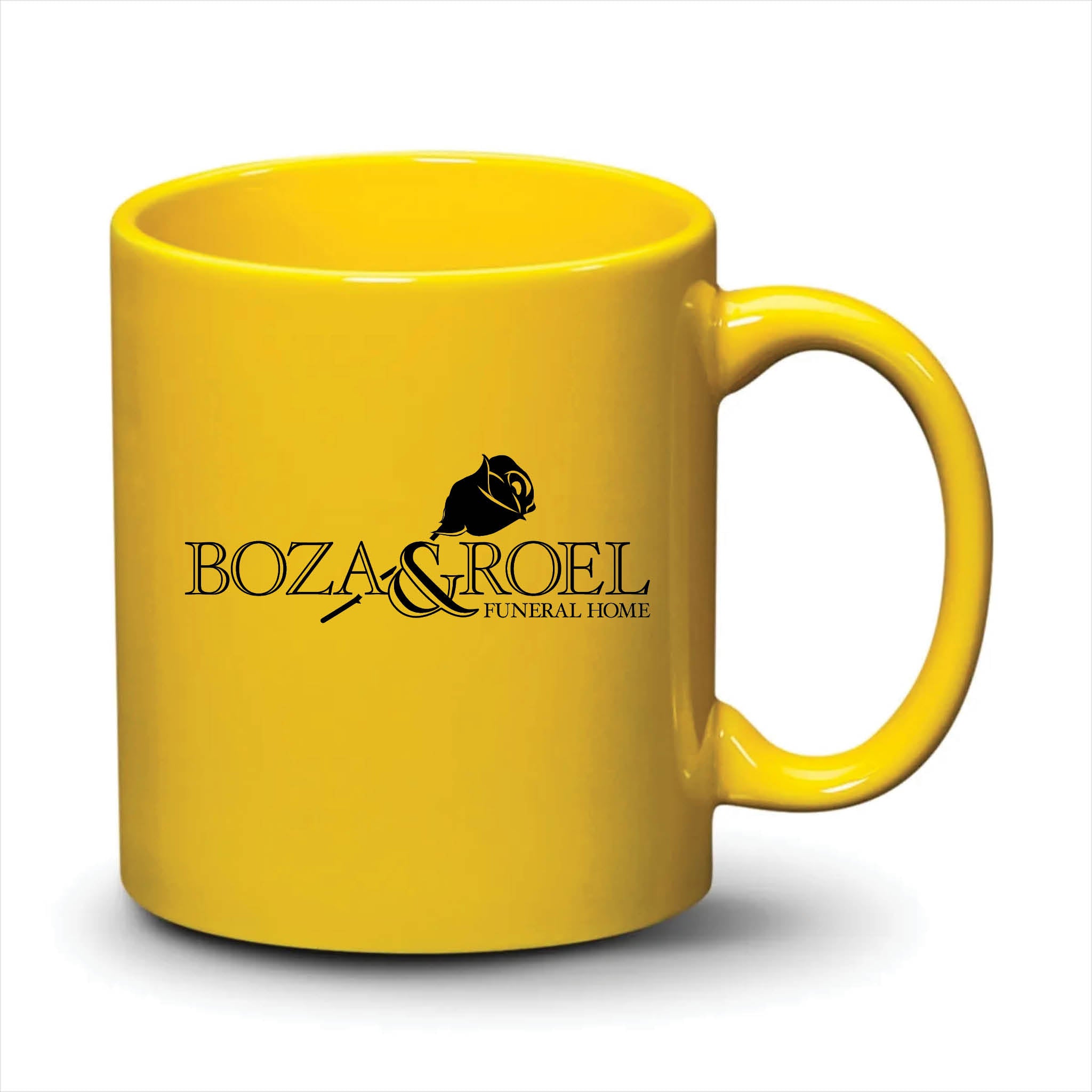 Malibu Mug Bright Yellow Black Logo