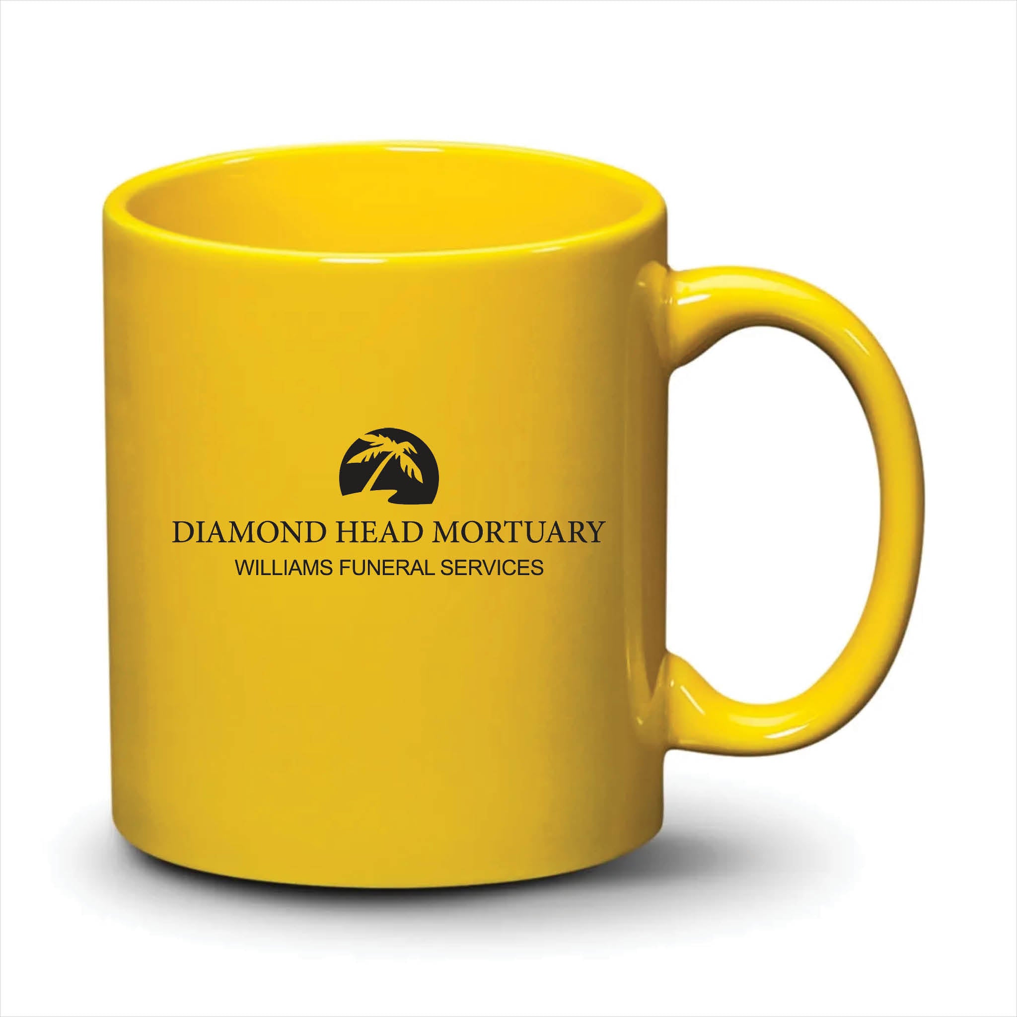 Malibu Mug Bright Yellow Black Logo