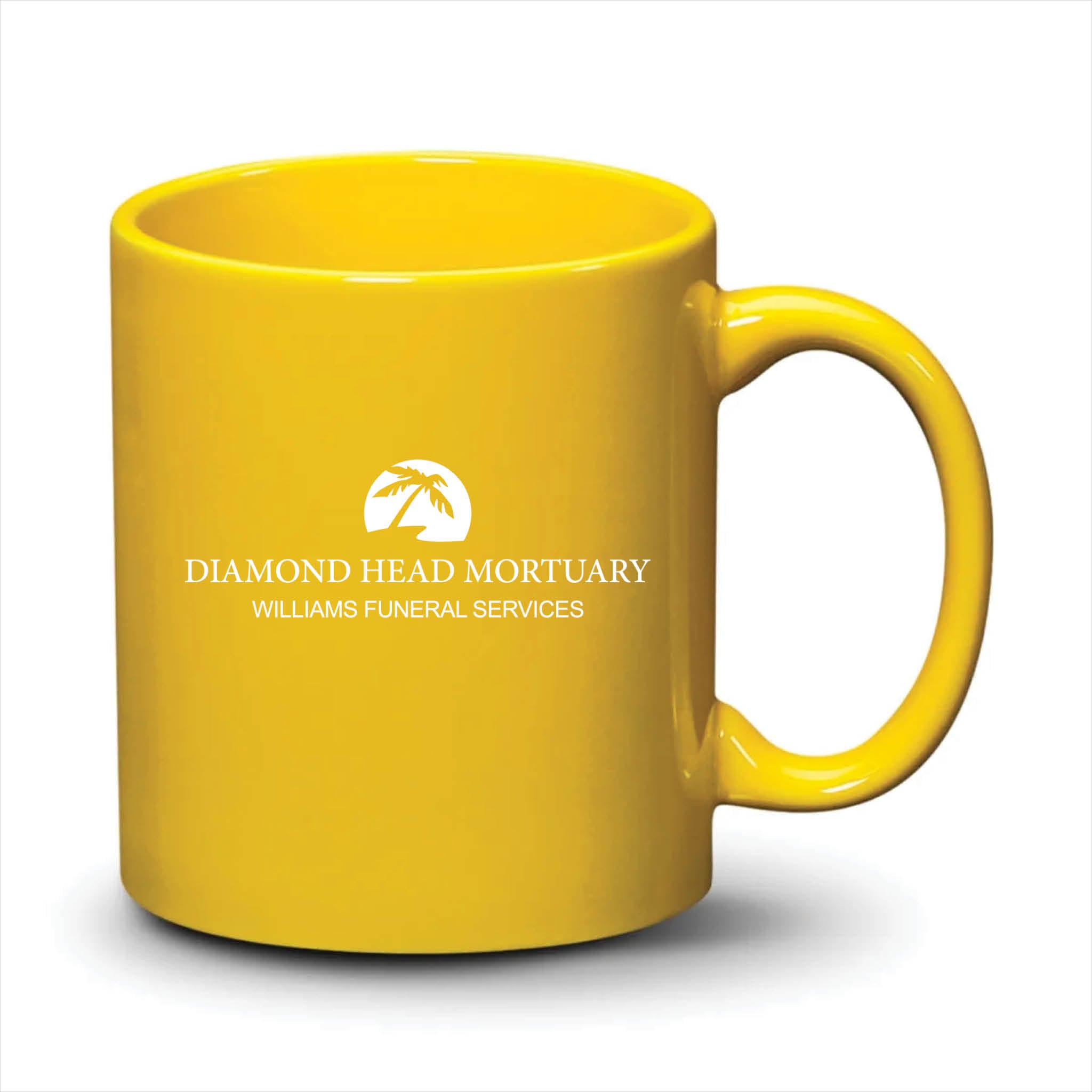 Malibu Mug Bright Yellow White Logo