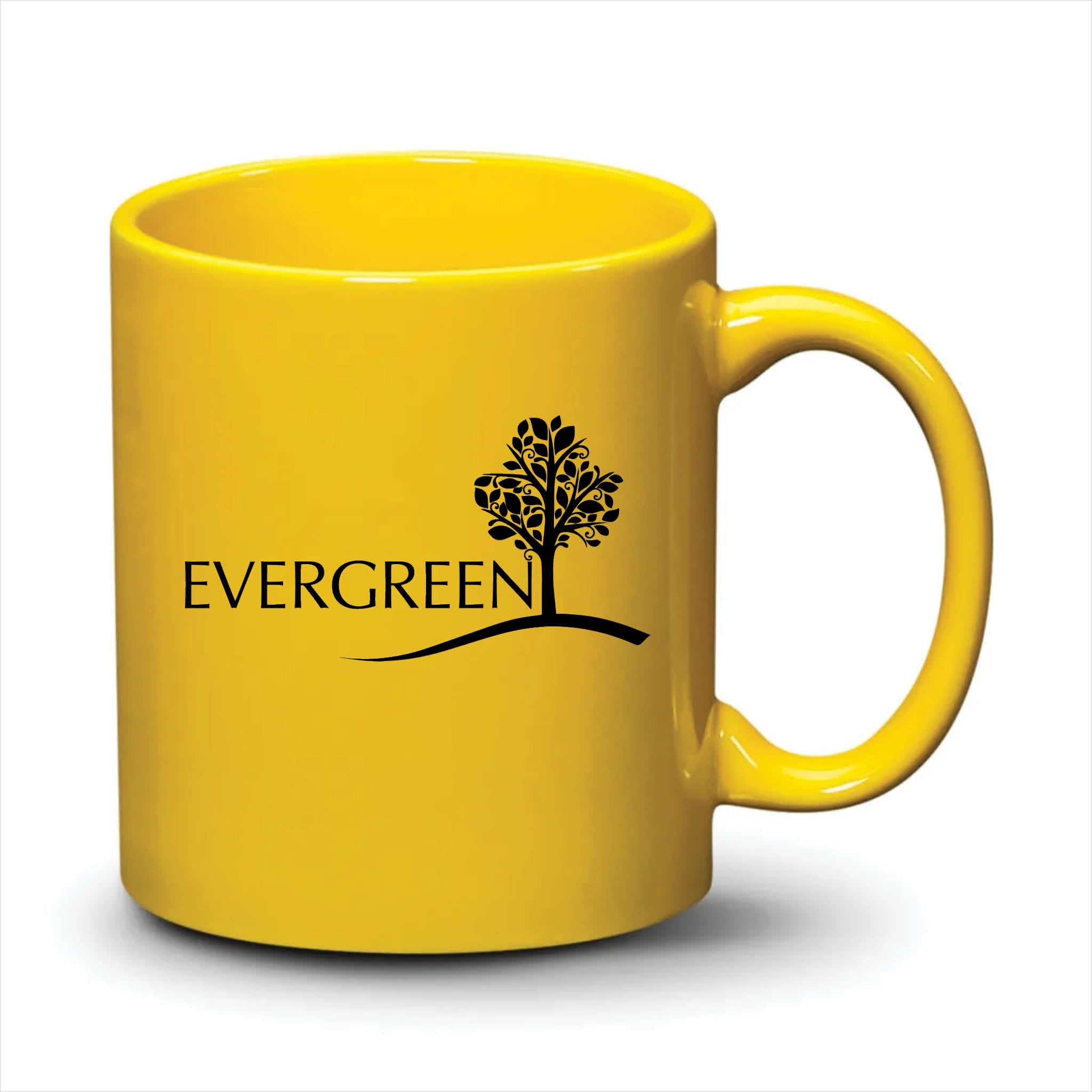 Malibu Mug Bright Yellow Black Logo