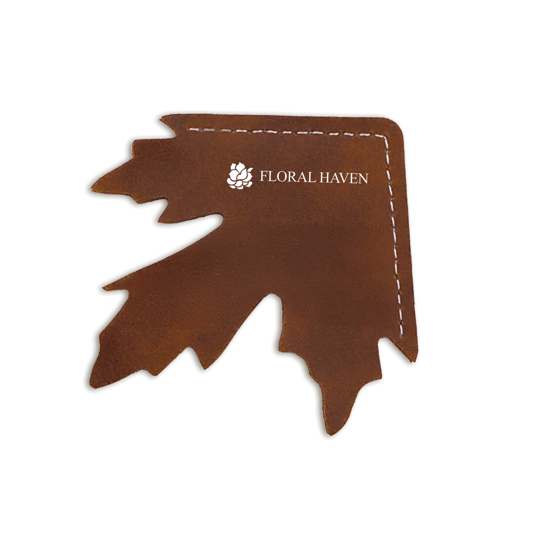 Maple Leaf Shape Leather Corner Bookmark Brown