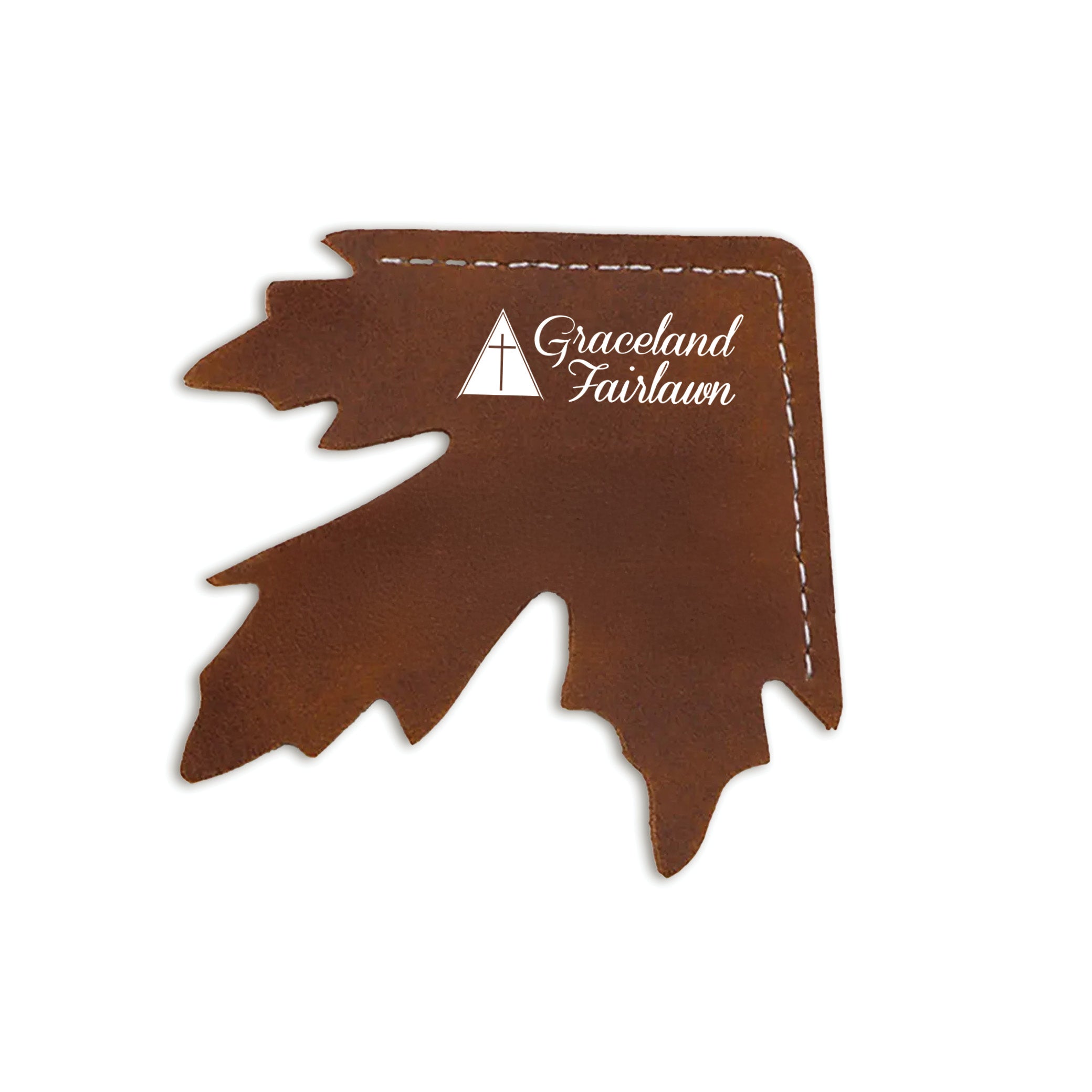 Maple Leaf Shape Leather Corner Bookmark Brown
