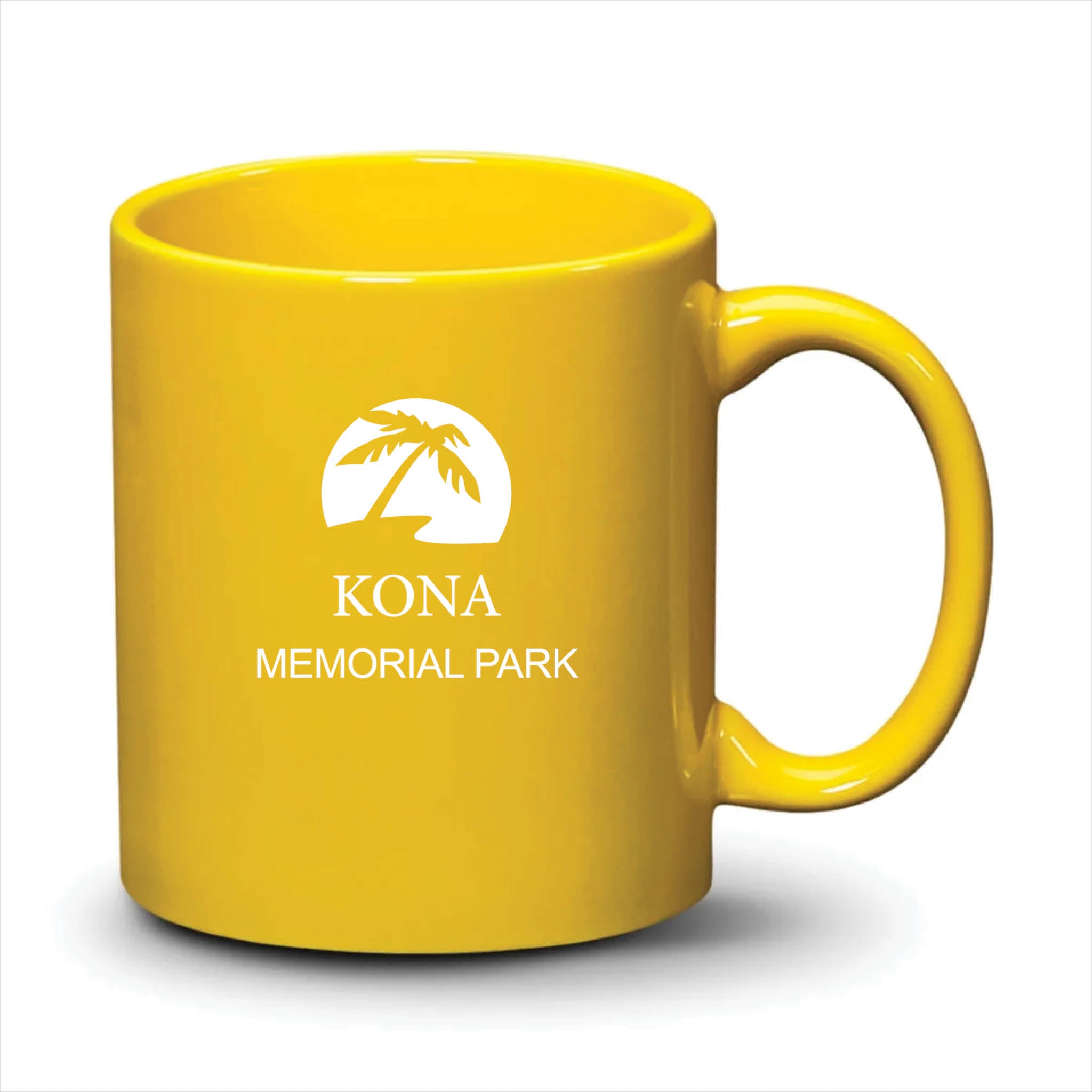 Malibu Mug Bright Yellow White Logo