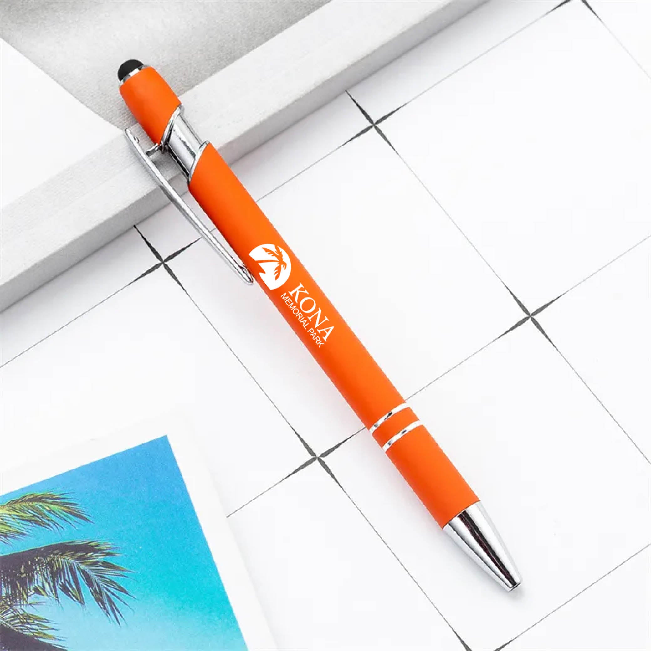 Rainbow Rubberized Soft Touch Ballpoint Pen Orange