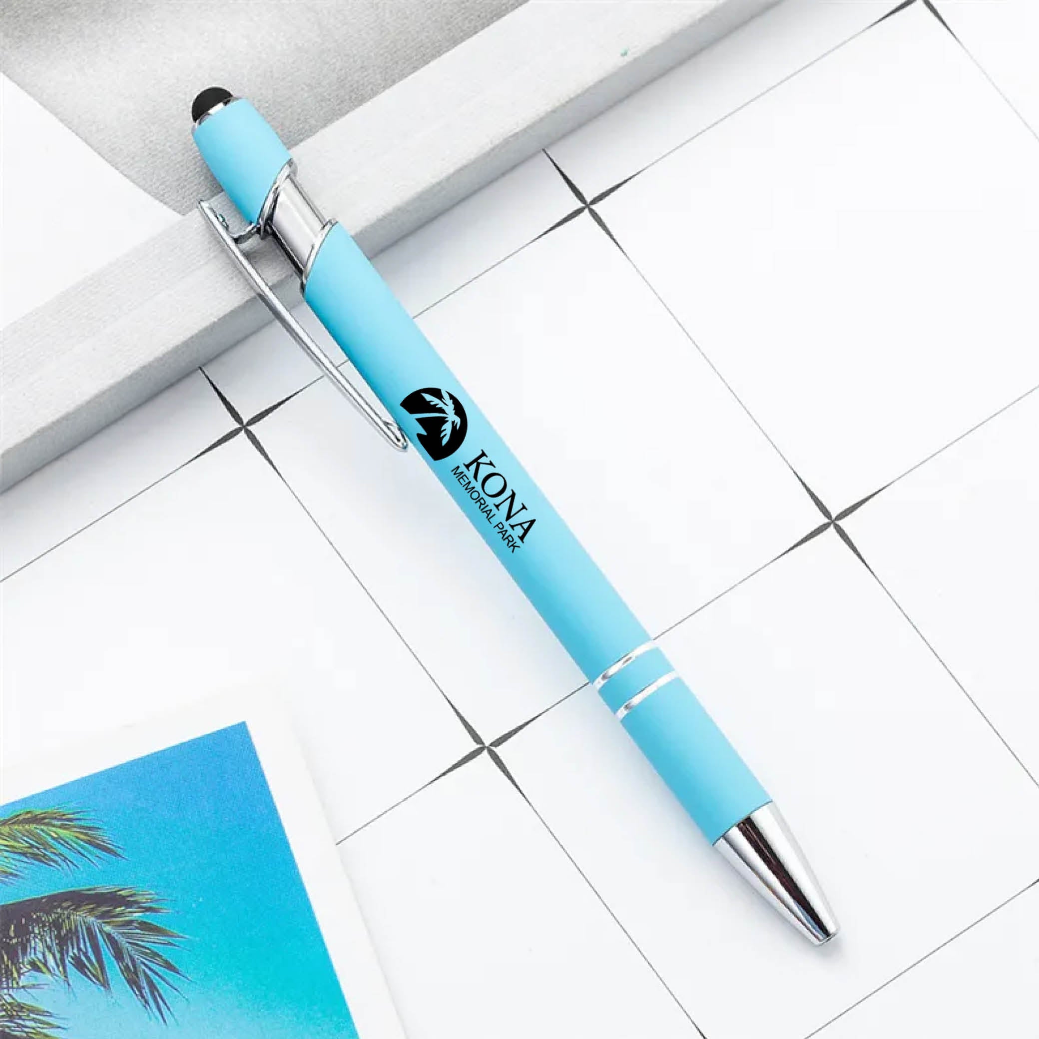 Rainbow Rubberized Soft Touch Ballpoint Pen Blue