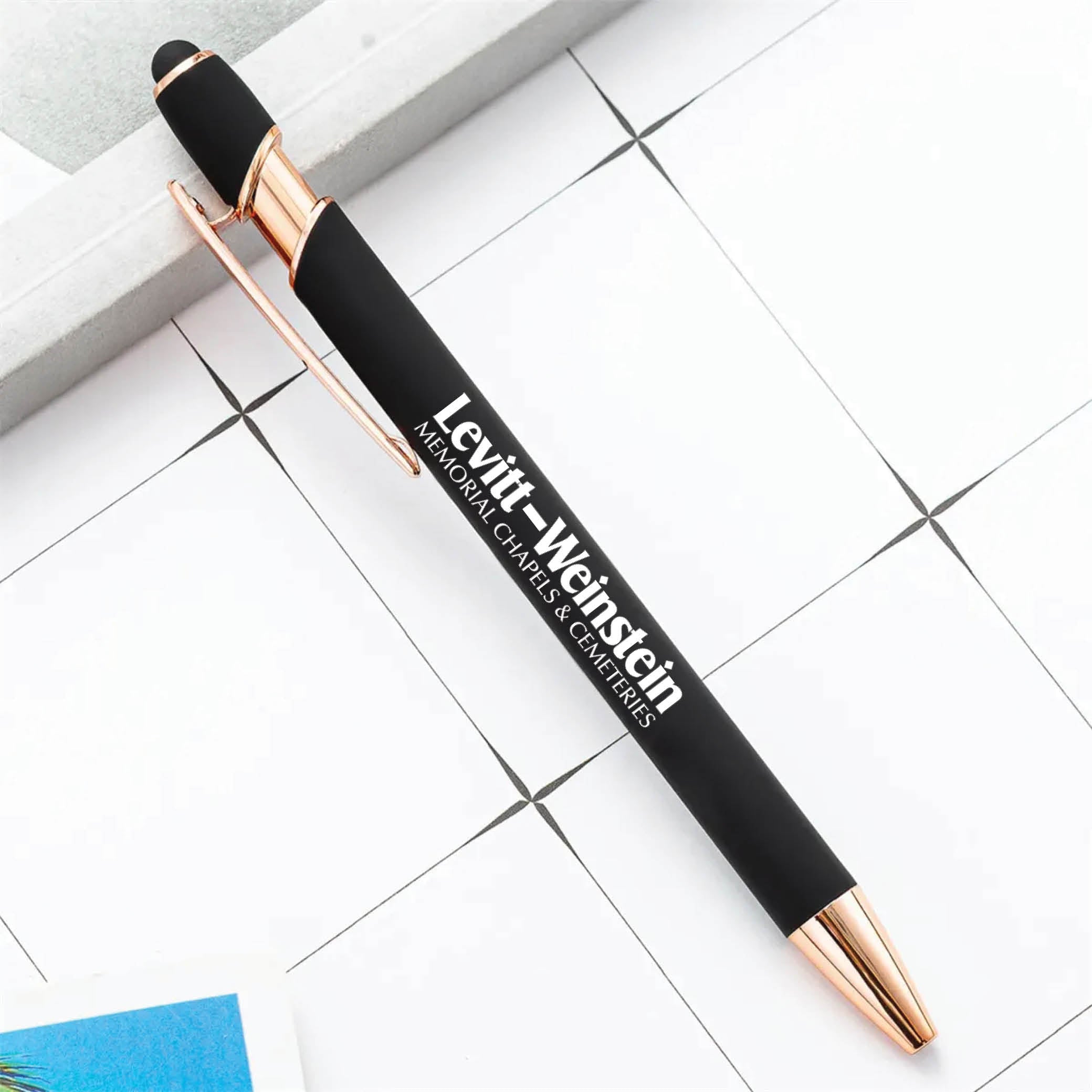 Rose Gold Stylus Tip Metal Ballpoint Pen Black