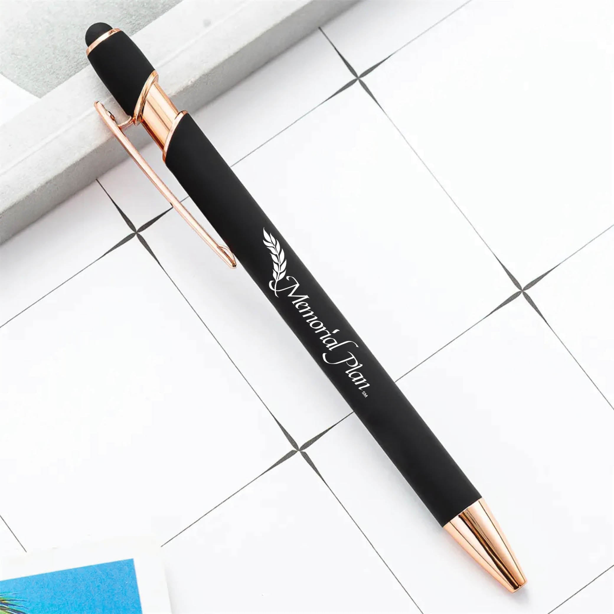 Rose Gold Stylus Tip Metal Ballpoint Pen Black