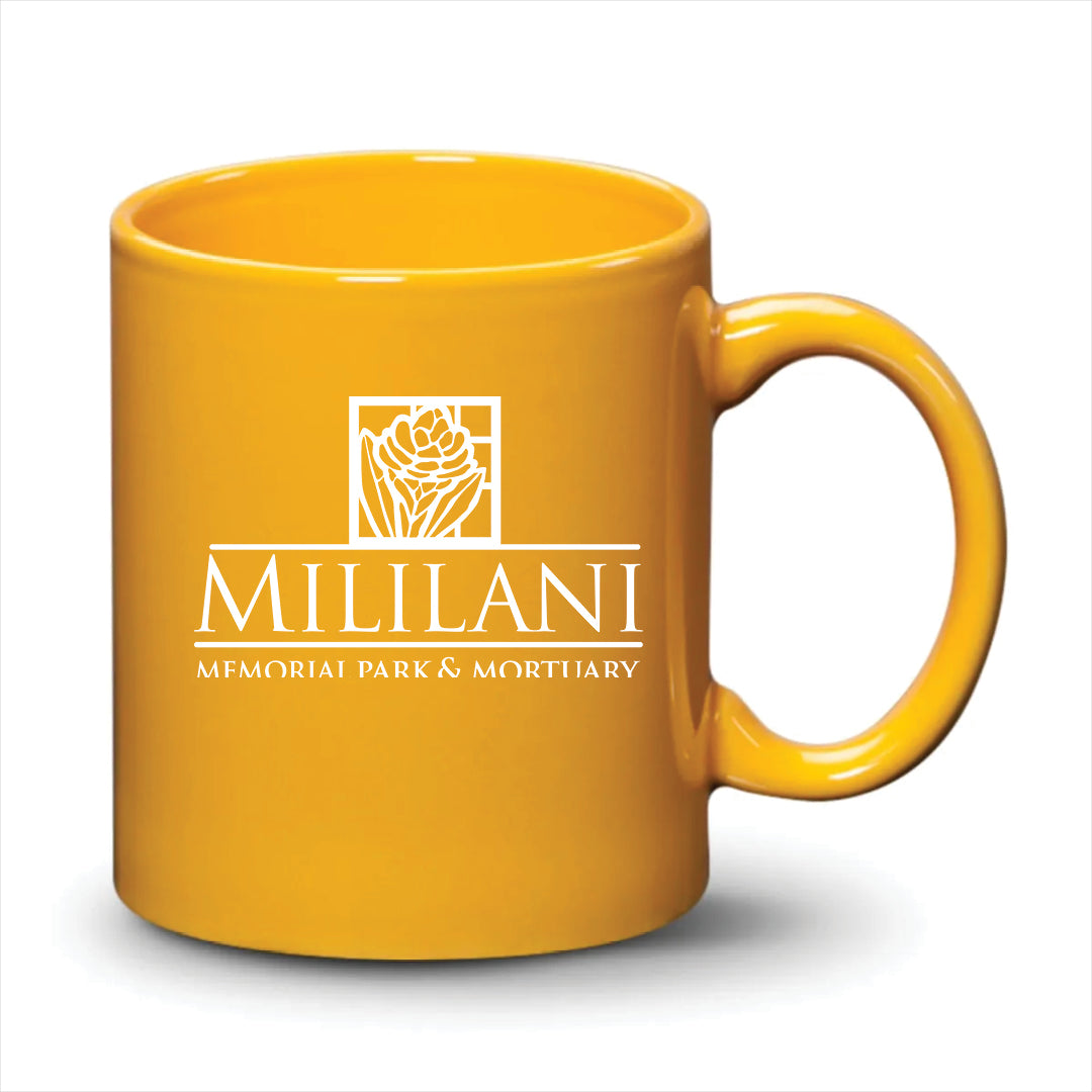 Malibu Mug Gamboge White Logo