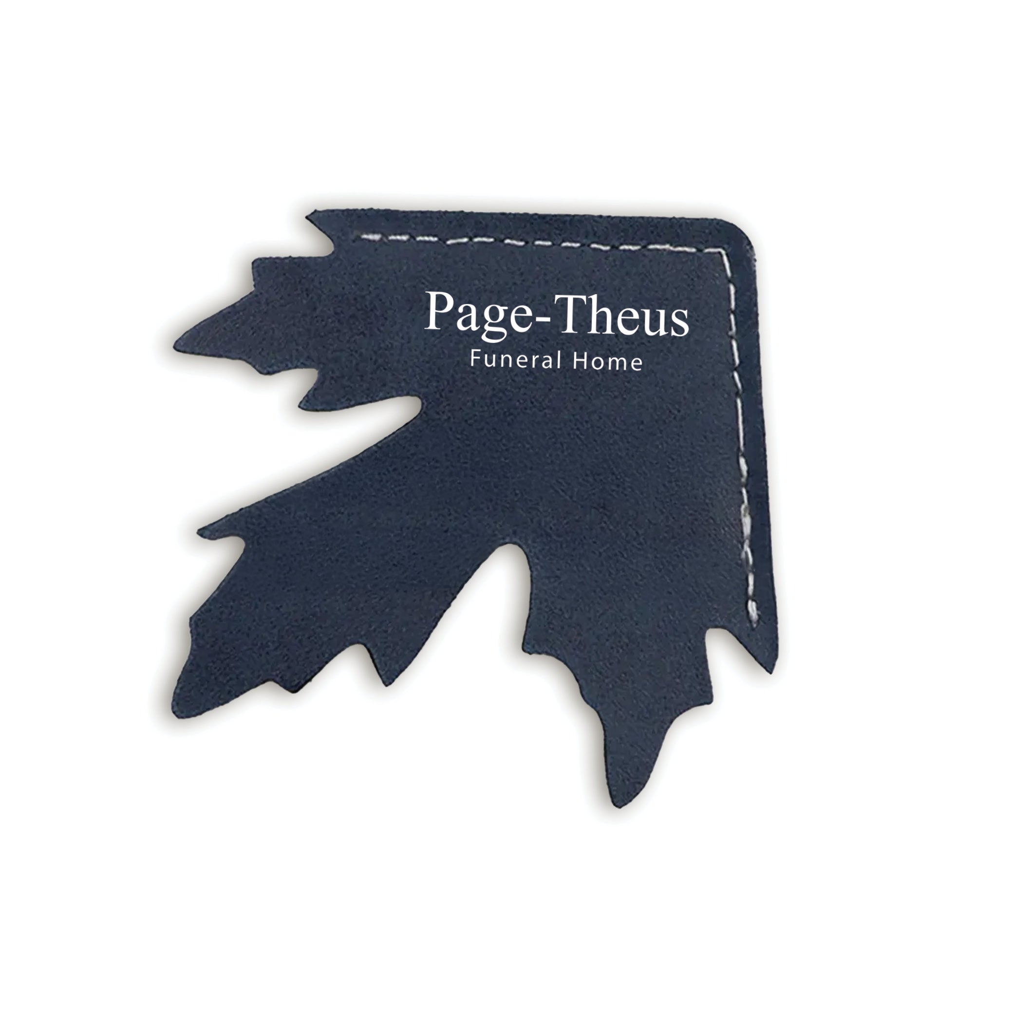 Maple Leaf Shape Leather Corner Bookmark Blue