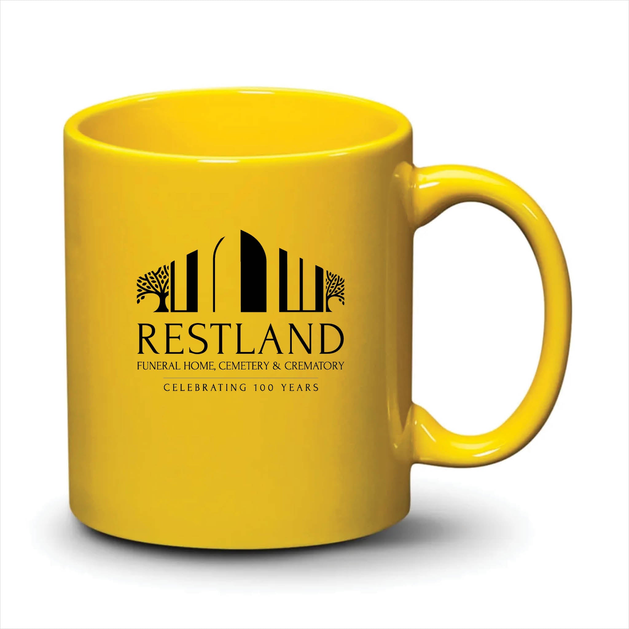 Malibu Mug Bright Yellow Black Logo