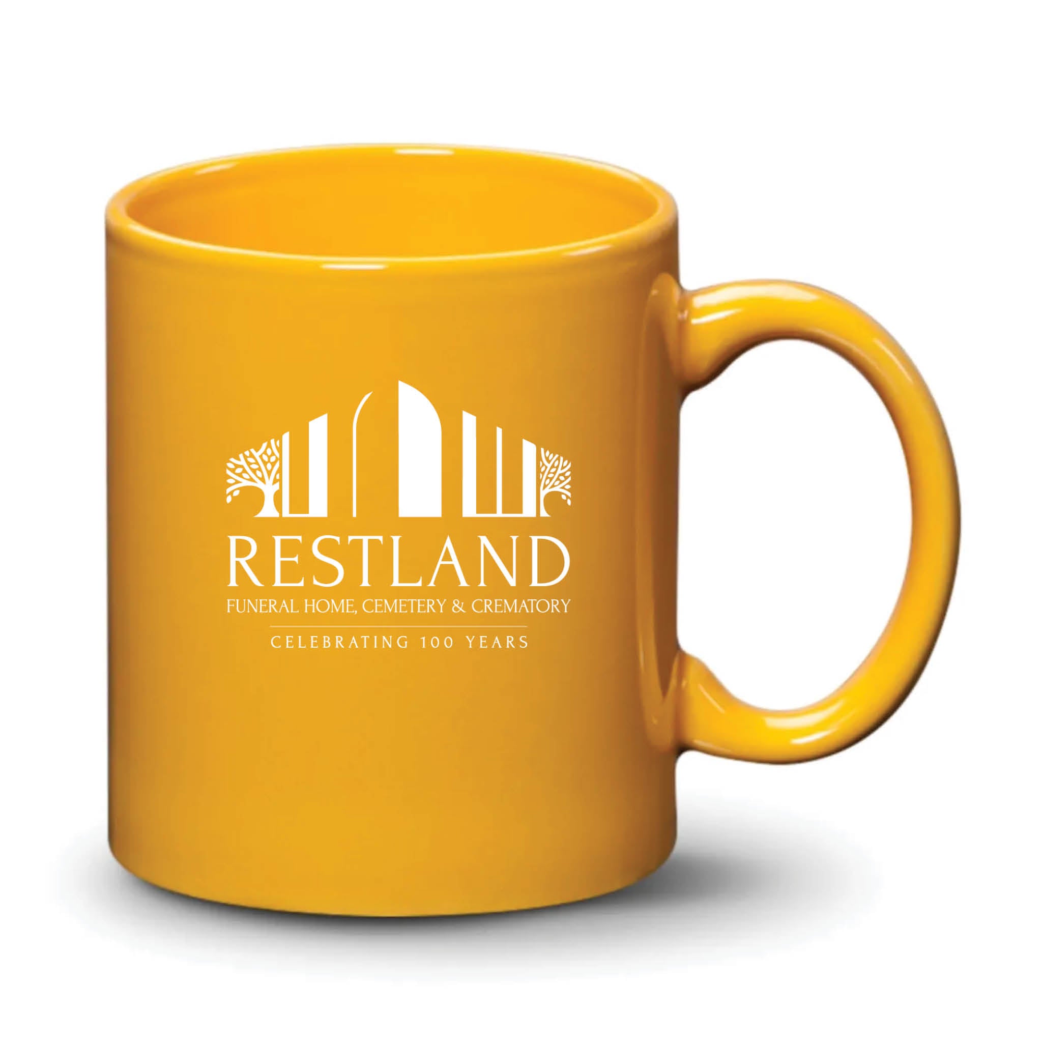 Malibu Mug Gamboge White Logo