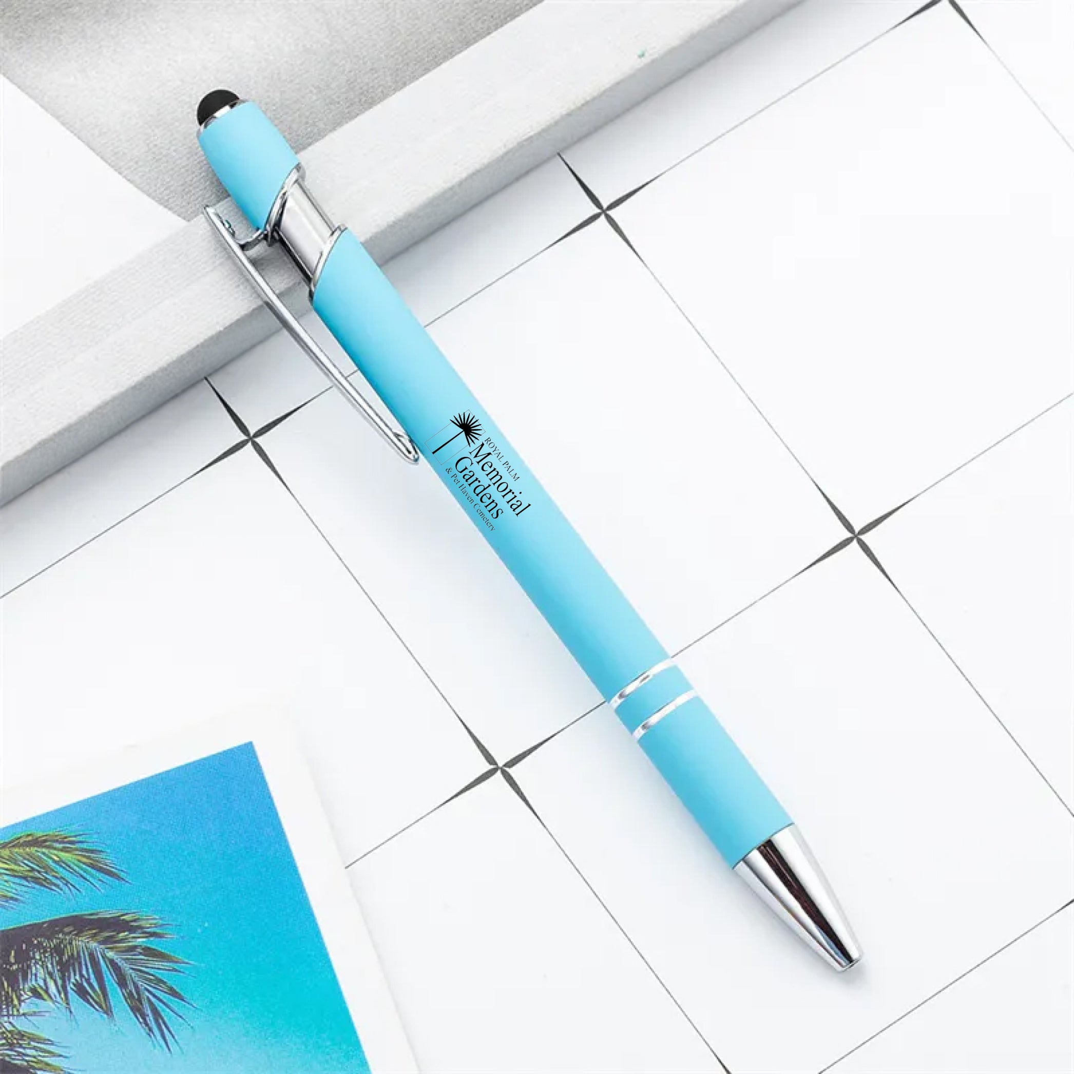 Rainbow Rubberized Soft Touch Ballpoint Pen Blue