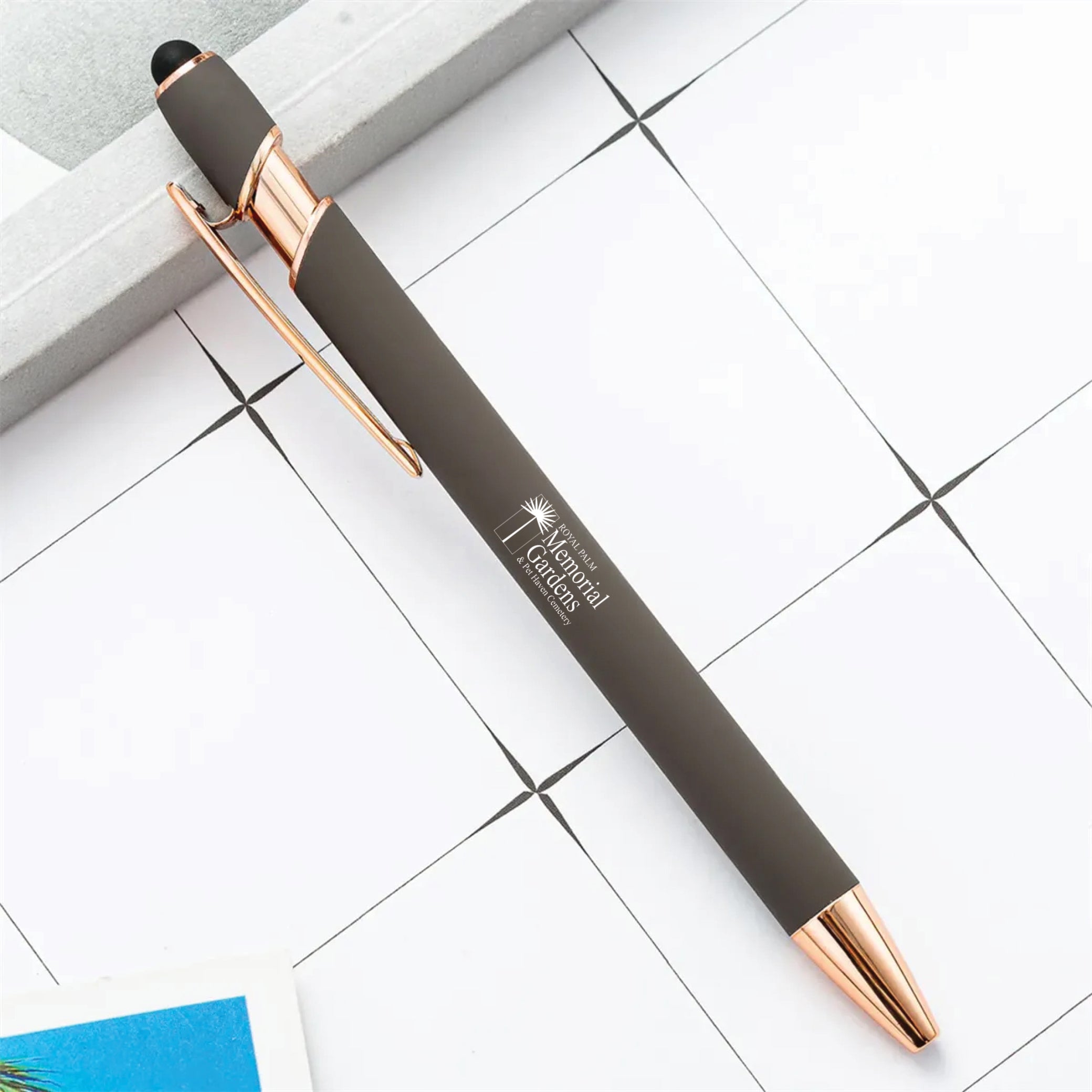 Rose Gold Stylus Tip Metal Ballpoint Pen Gray