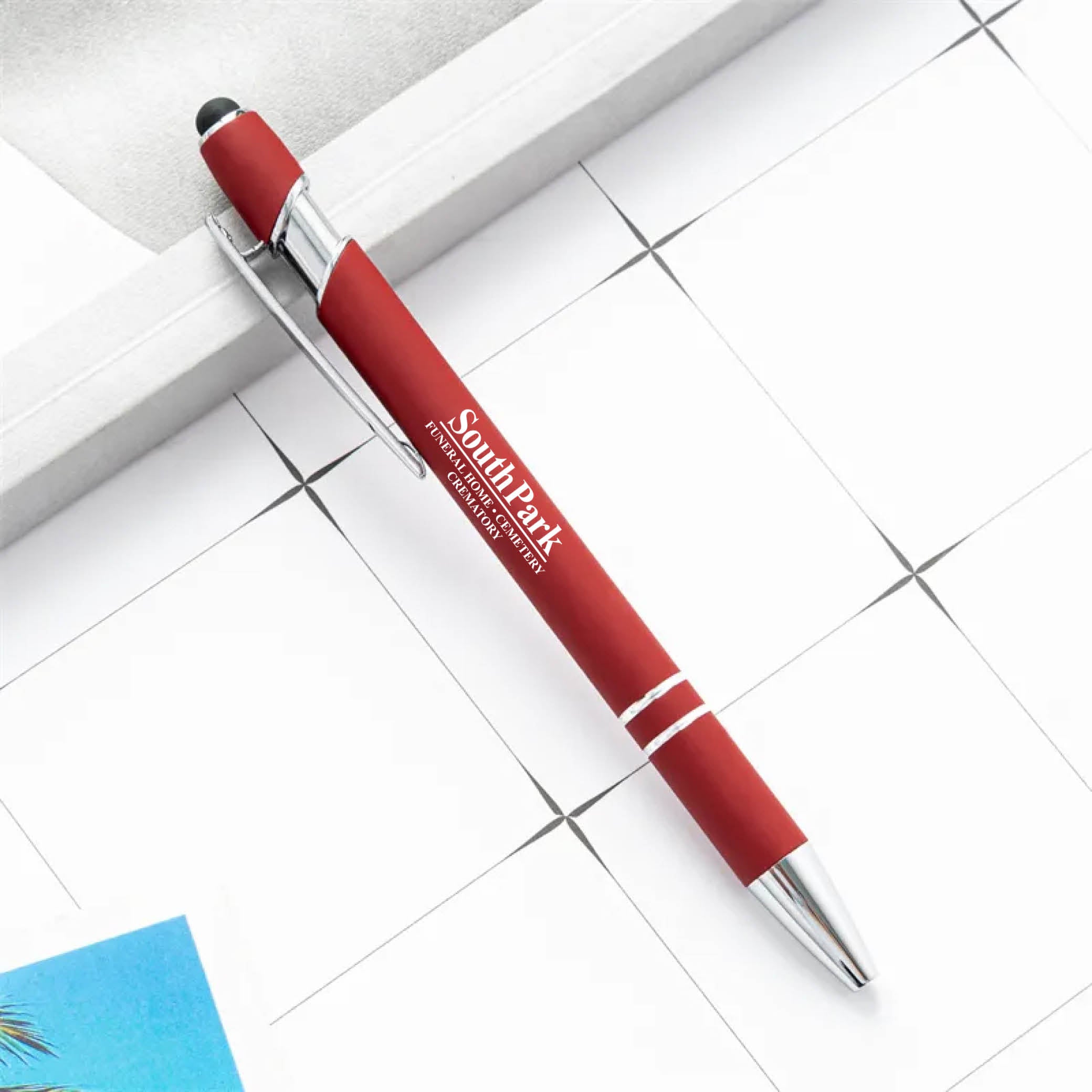Rainbow Rubberized Soft Touch Ballpoint Pen Red