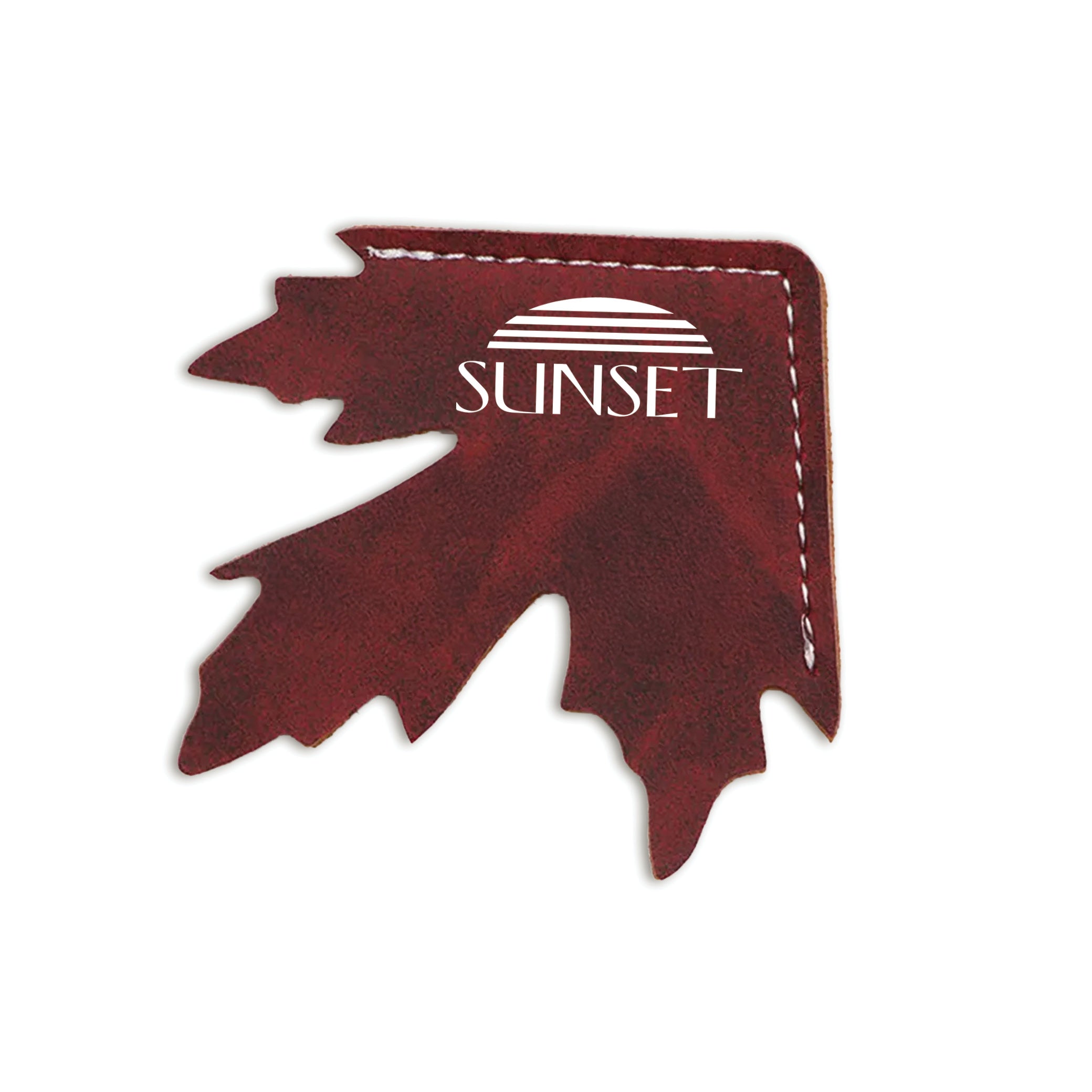 Maple Leaf Shape Leather Corner Bookmark Red