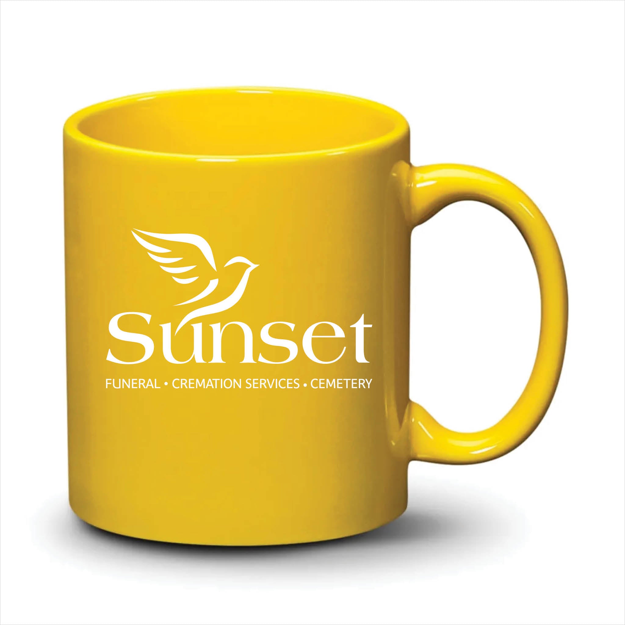 Malibu Mug Bright Yellow White Logo
