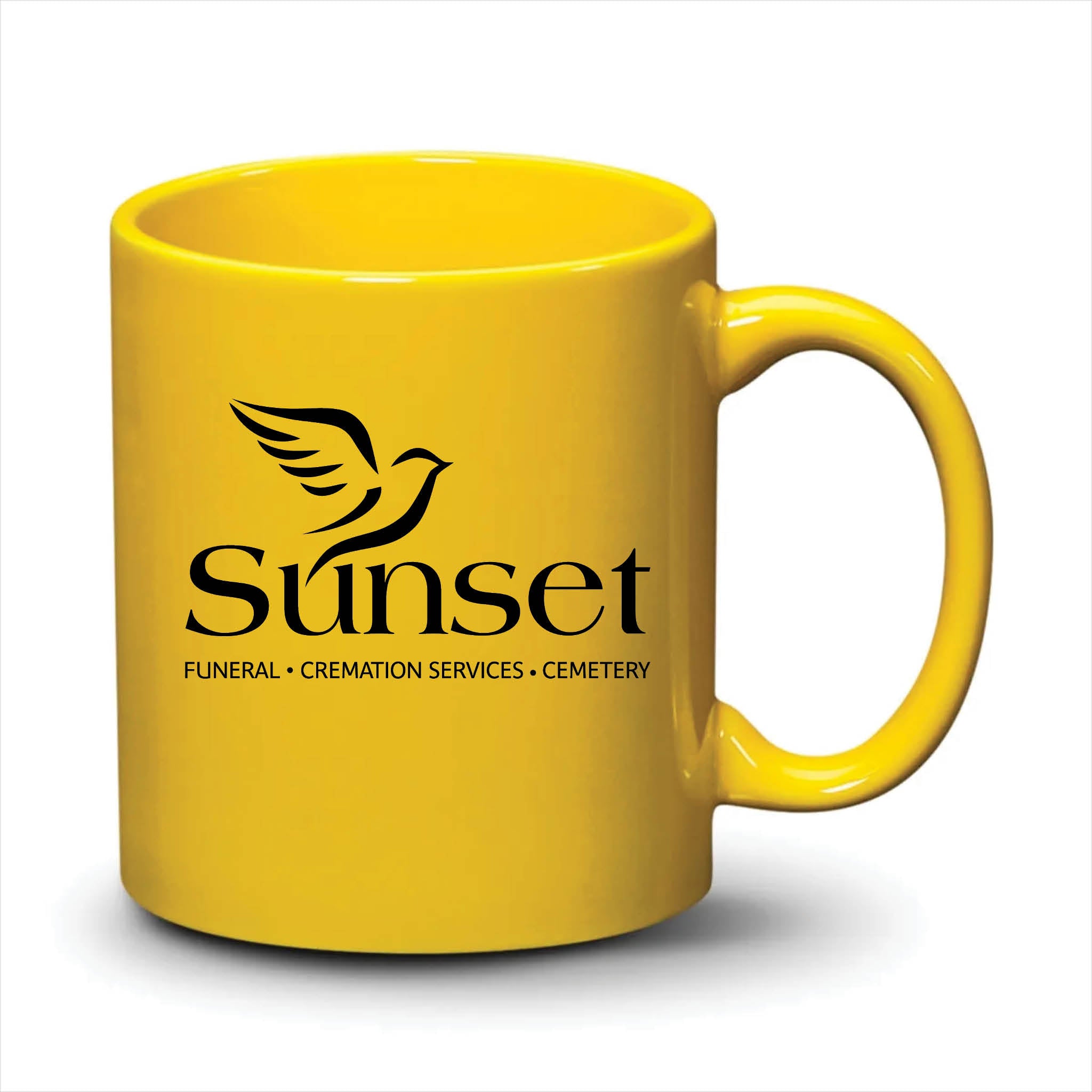 Malibu Mug Bright Yellow Black Logo