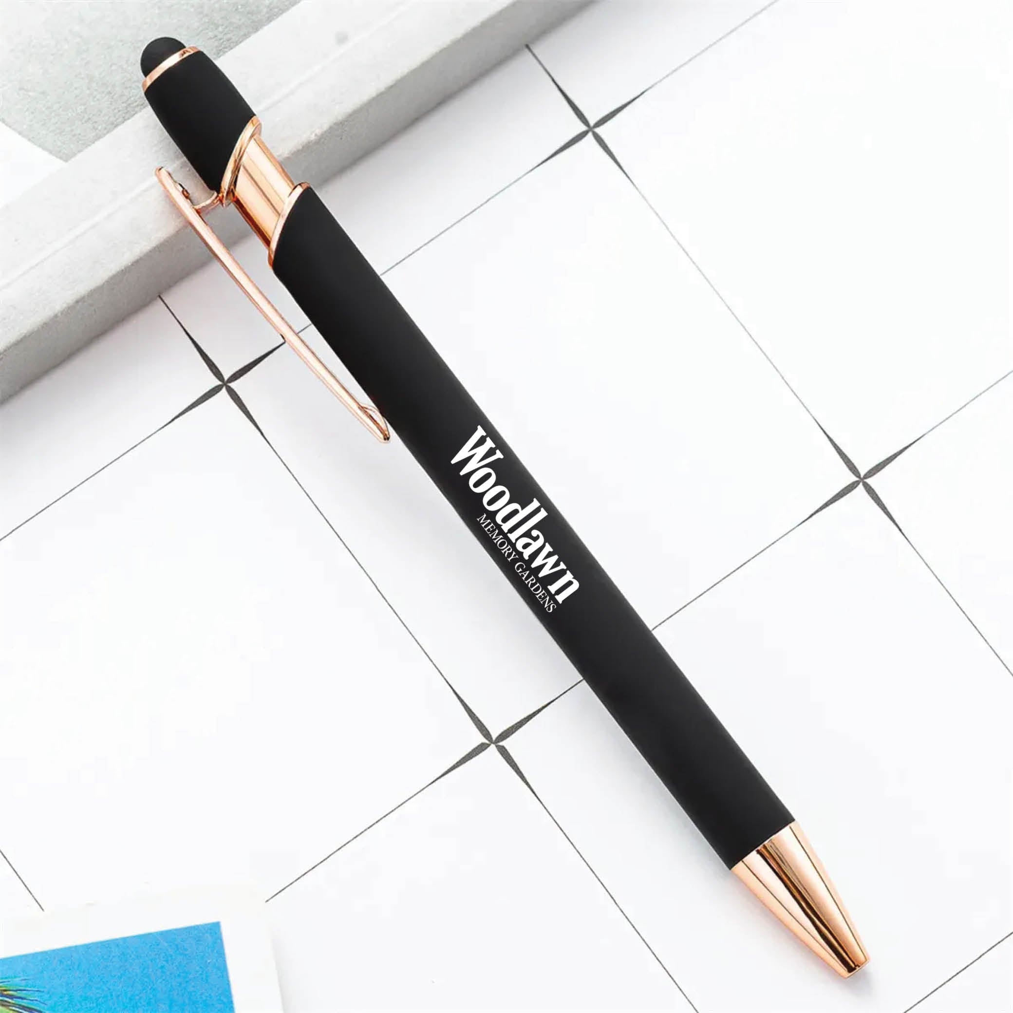 Rose Gold Stylus Tip Metal Ballpoint Pen Black