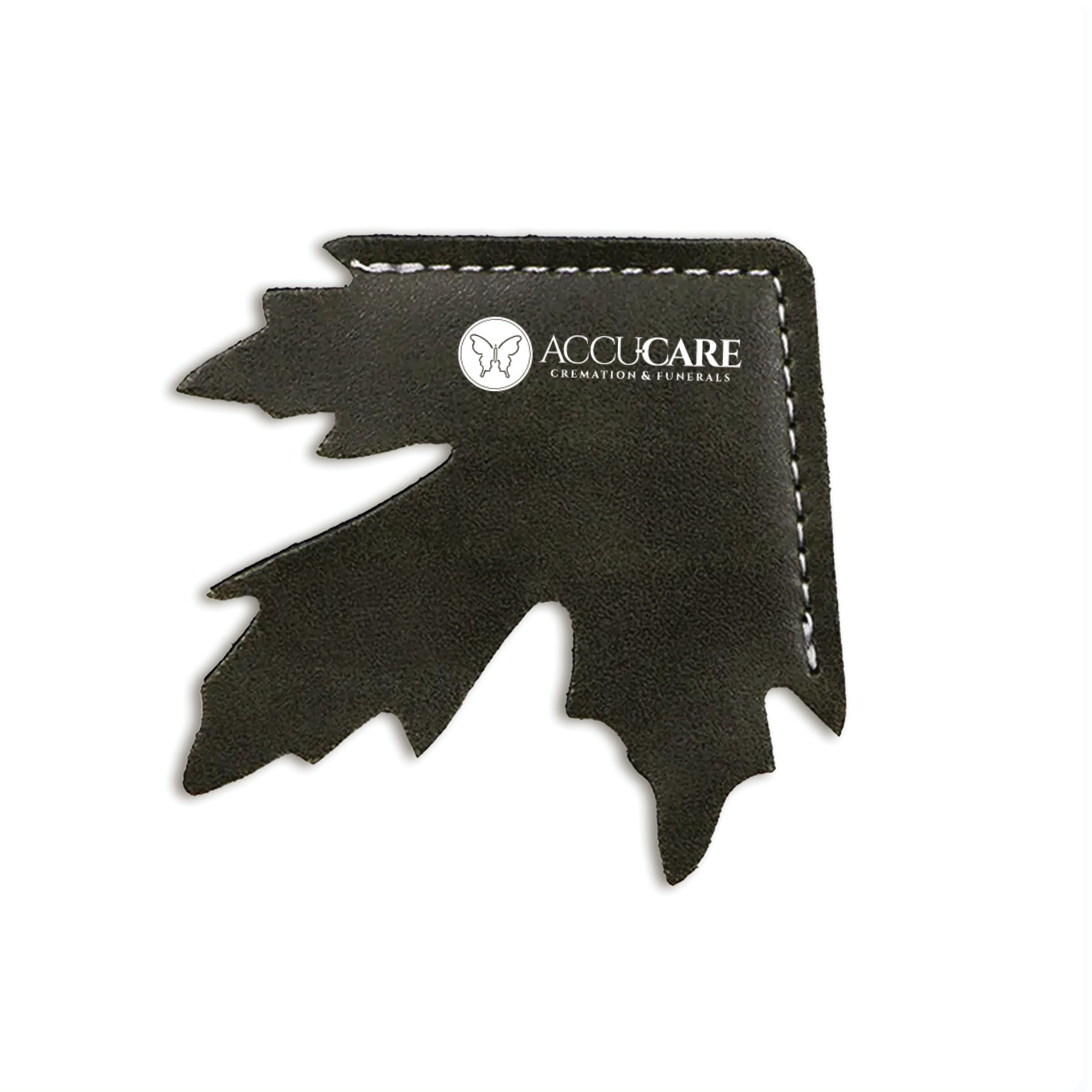 Maple Leaf Shape Leather Corner Bookmark Green