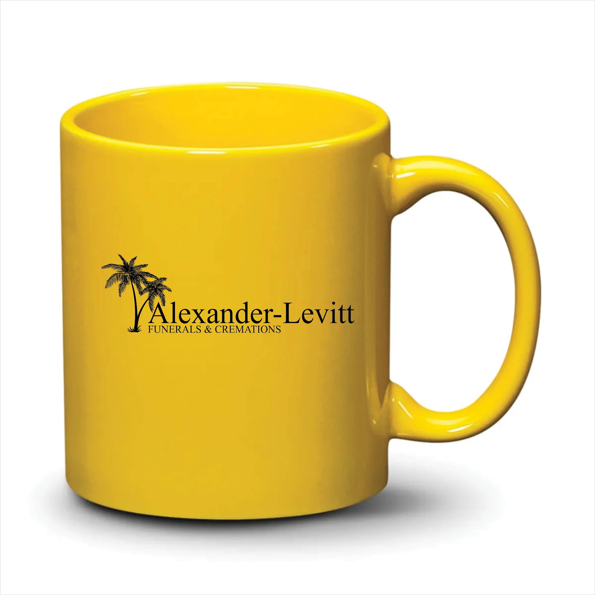 Malibu Mug Bright Yellow Black Logo