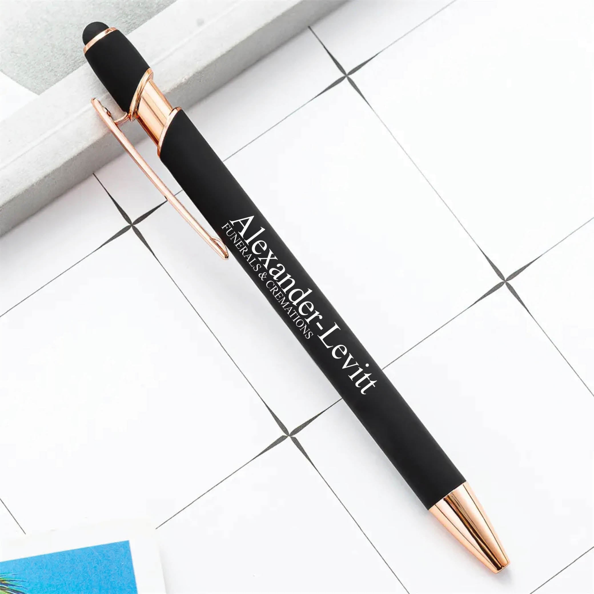 Rose Gold Stylus Tip Metal Ballpoint Pen Black