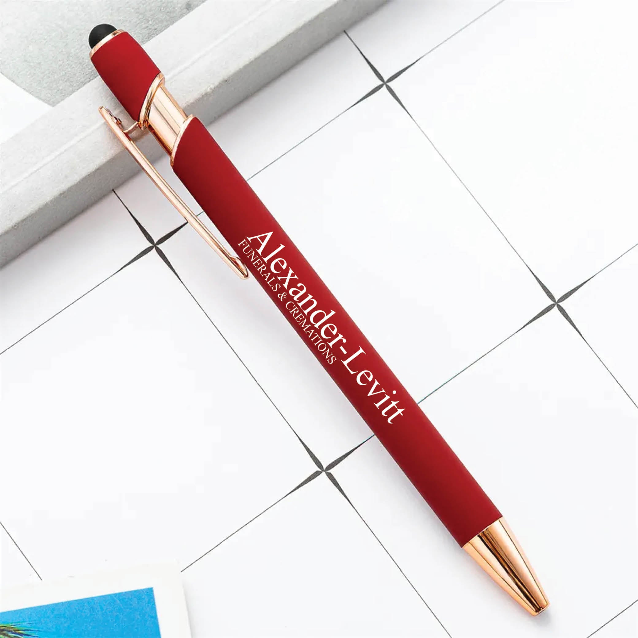 Rose Gold Stylus Tip Metal Ballpoint Pen Red