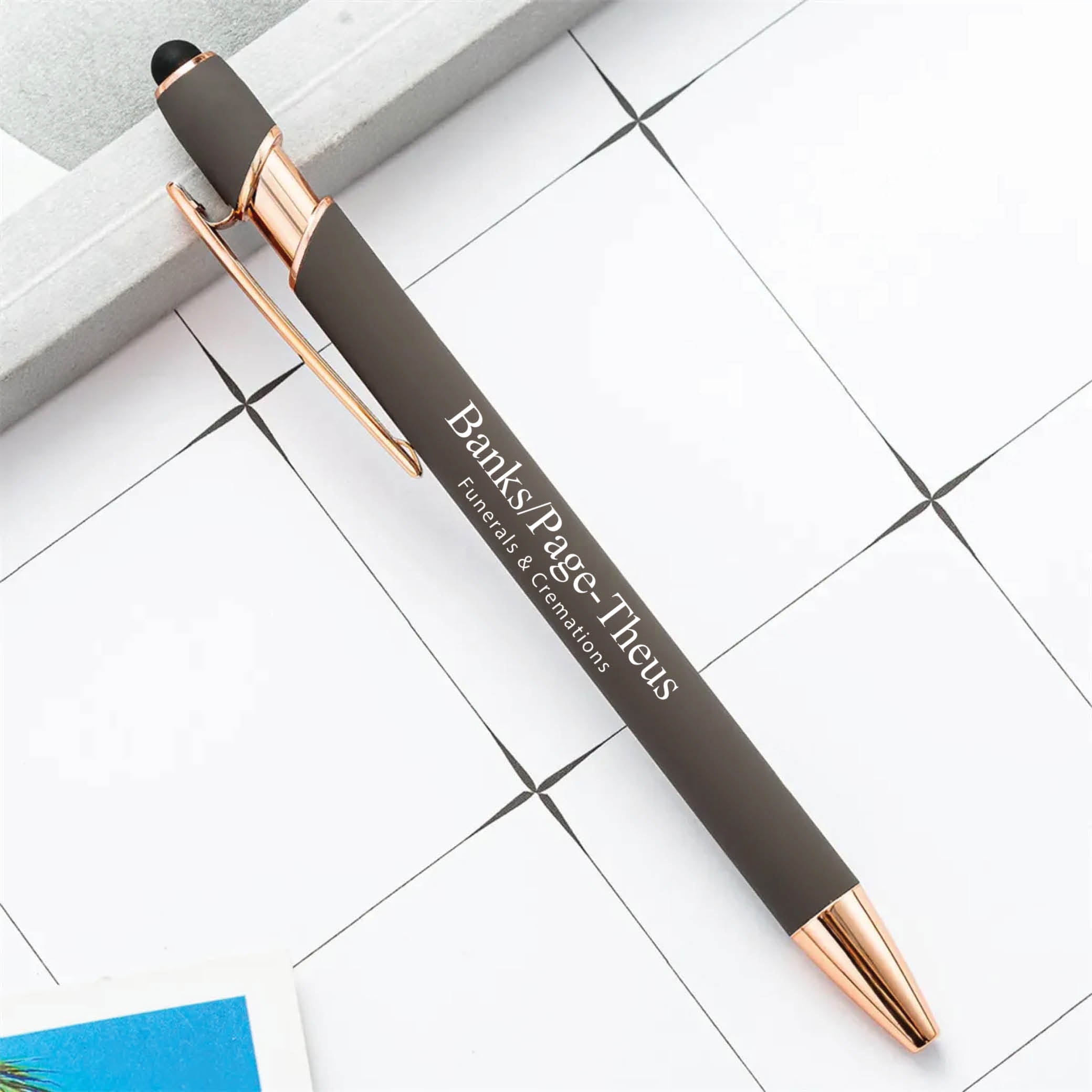 Rose Gold Stylus Tip Metal Ballpoint Pen Gray