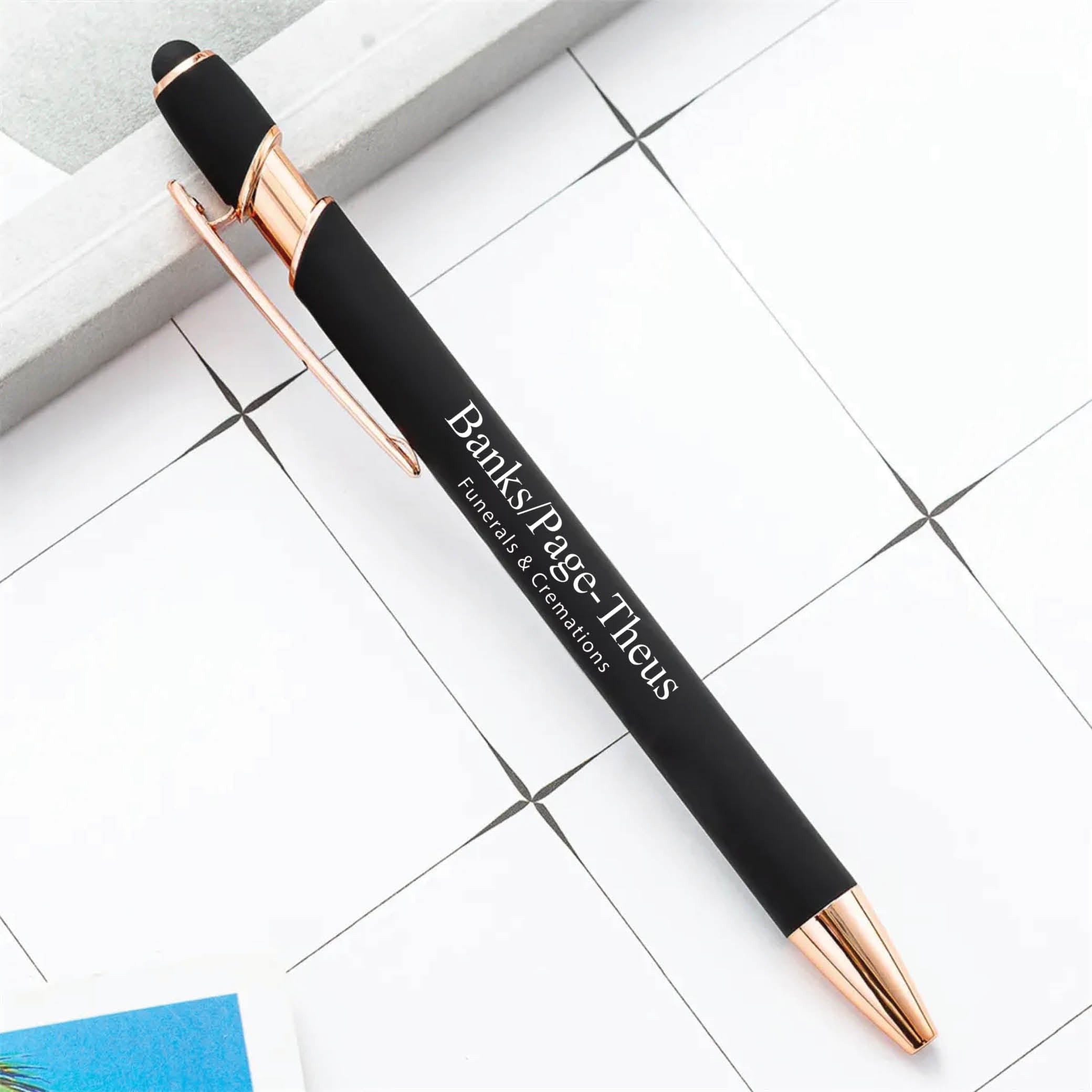 Rose Gold Stylus Tip Metal Ballpoint Pen Black