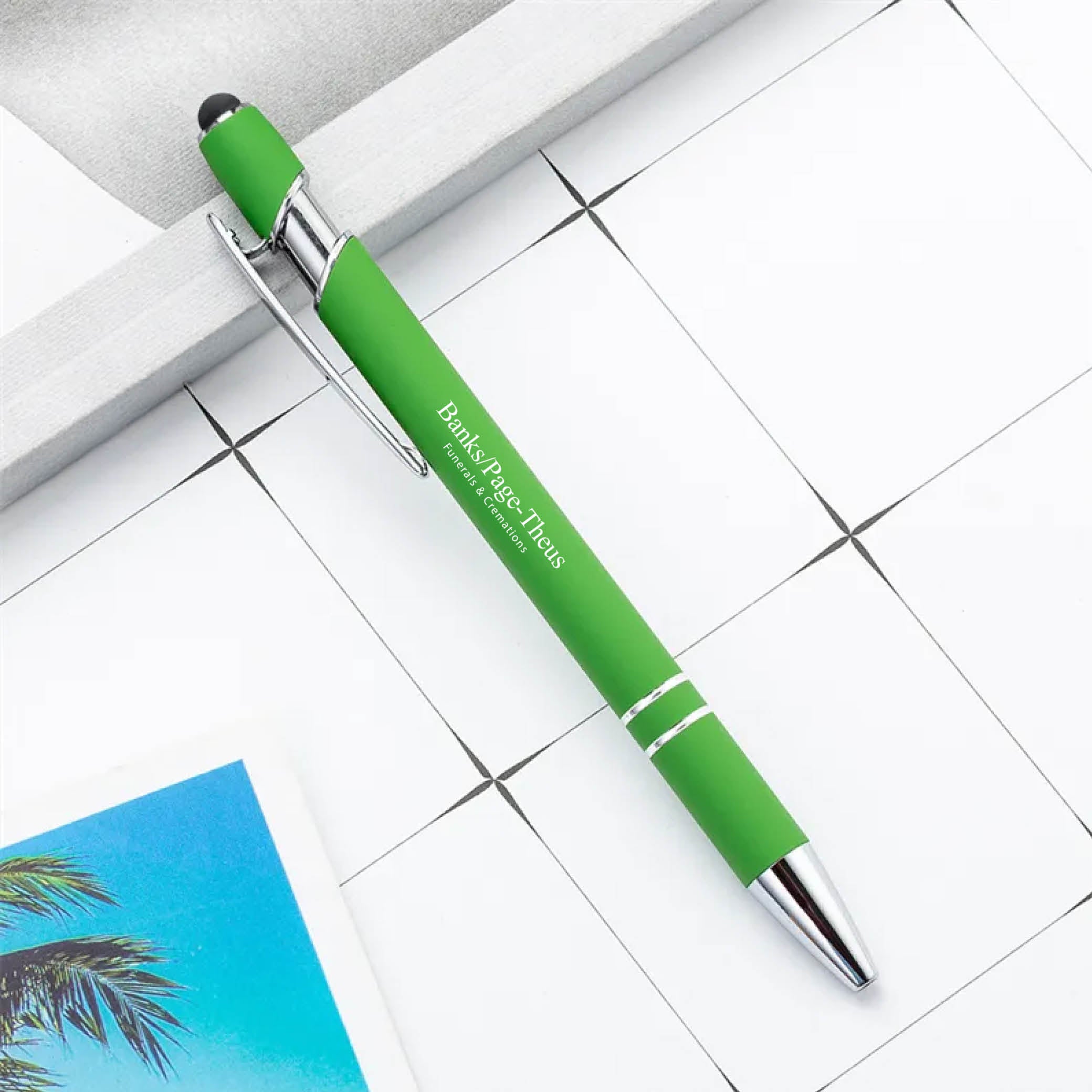 Rainbow Rubberized Soft Touch Ballpoint Pen Green
