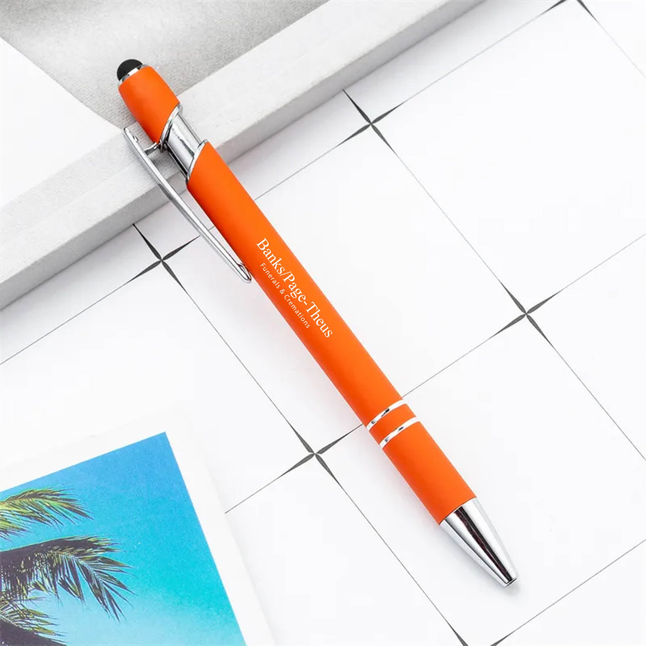 Rainbow Rubberized Soft Touch Ballpoint Pen Orange