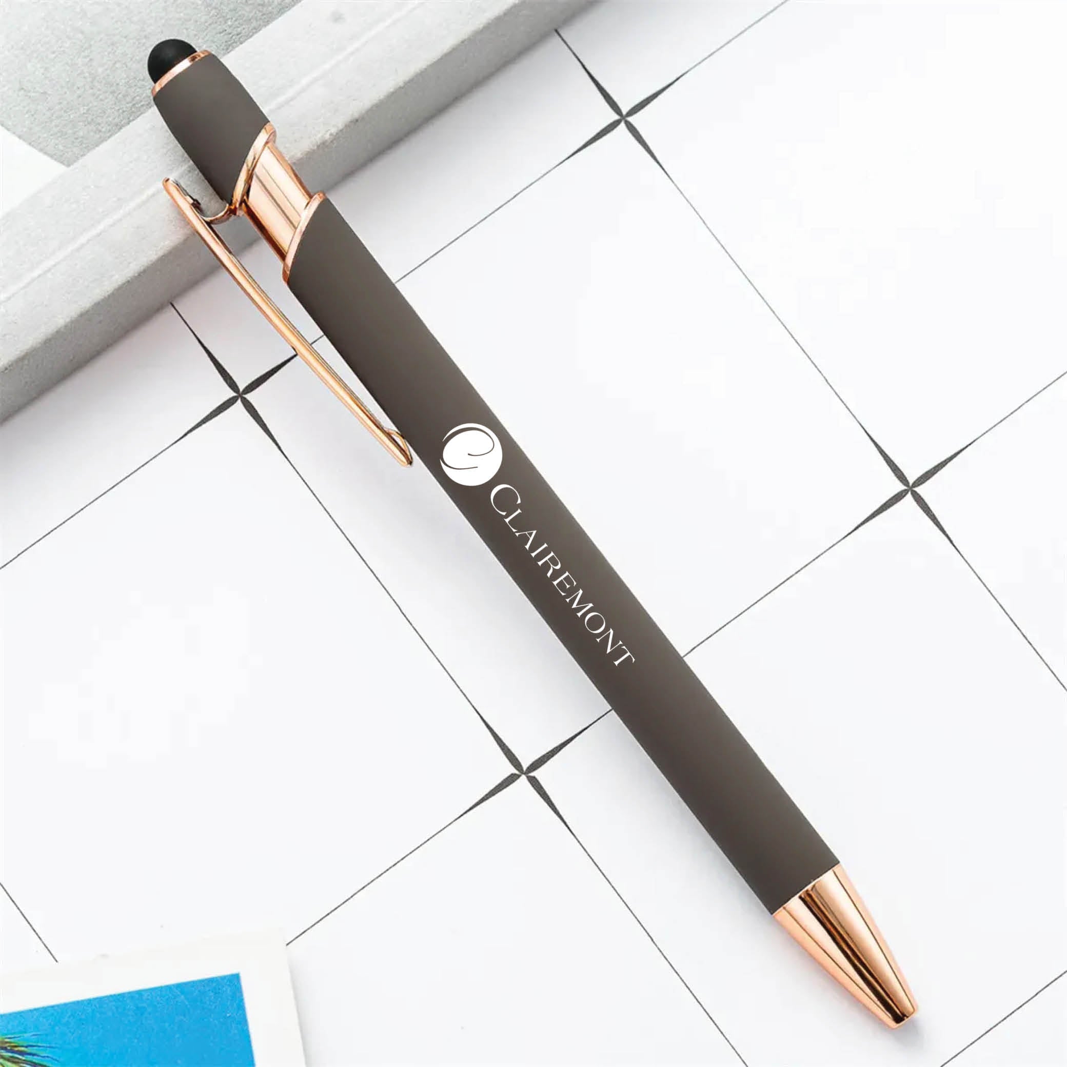 Rose Gold Stylus Tip Metal Ballpoint Pen Gray