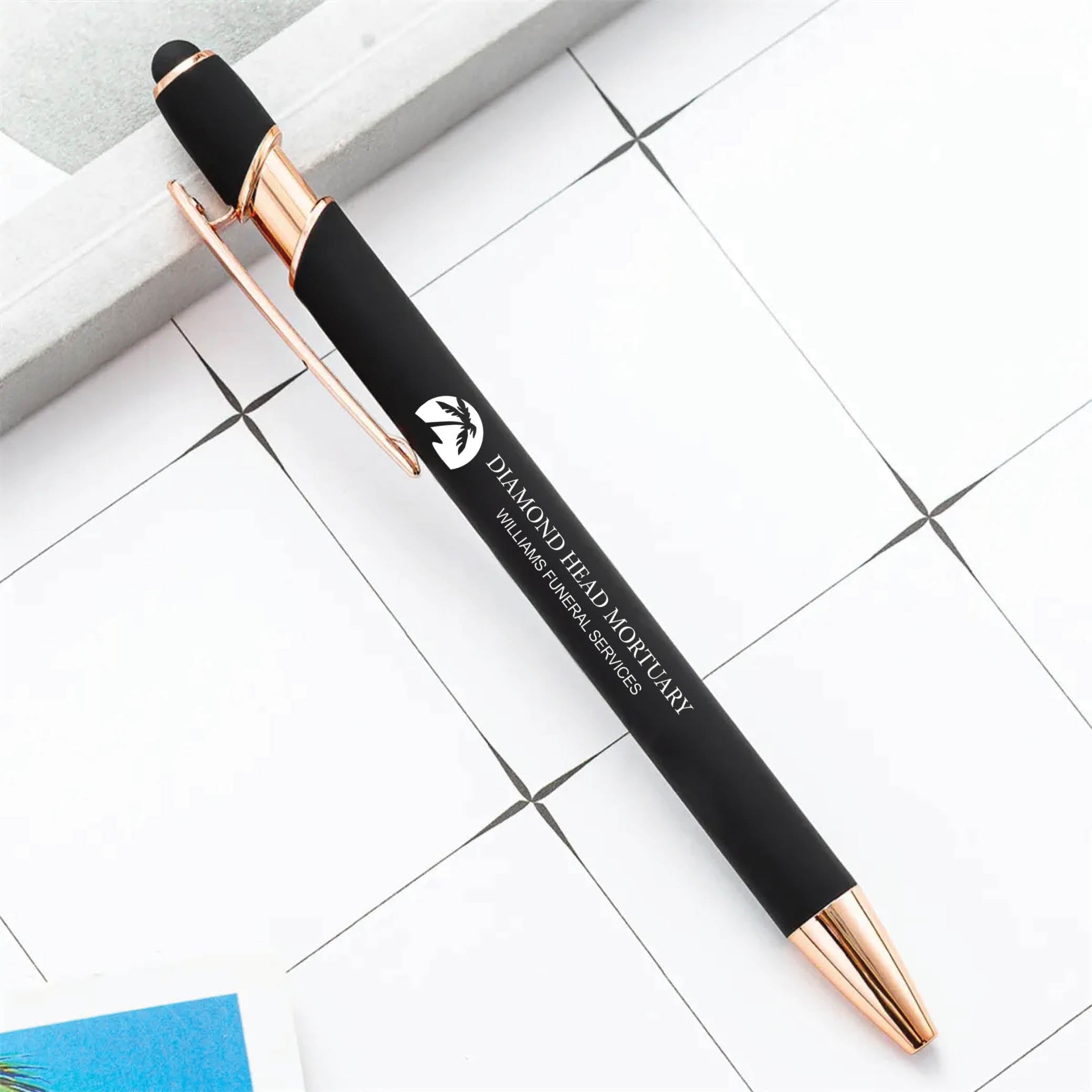 Rose Gold Stylus Tip Metal Ballpoint Pen Black