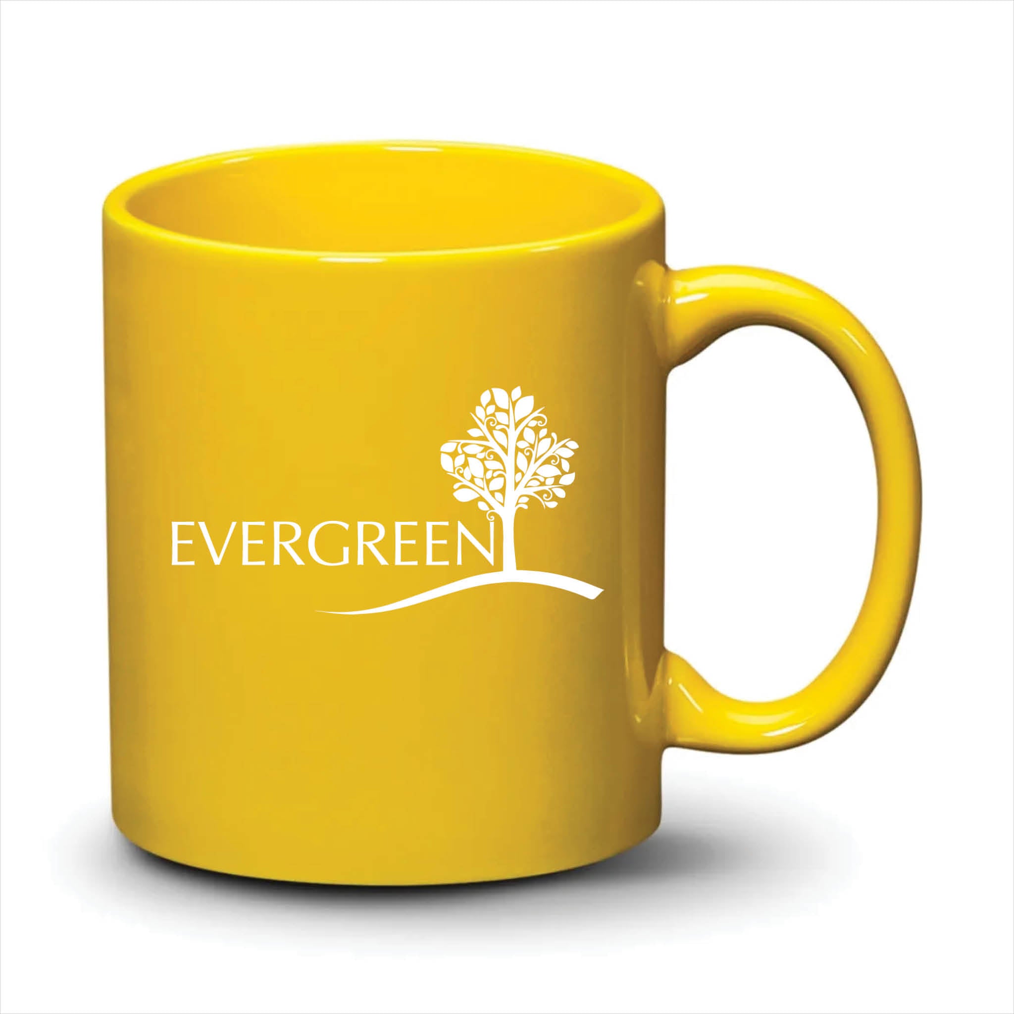 Malibu Mug Bright Yellow White Logo