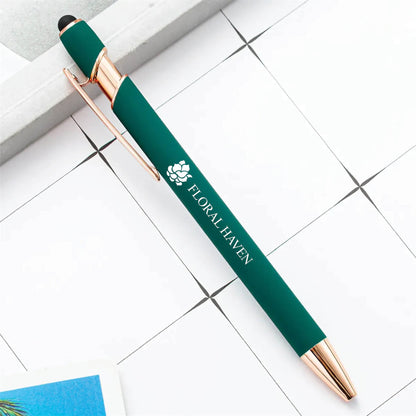 Rose Gold Stylus Tip Metal Ballpoint Pen Green