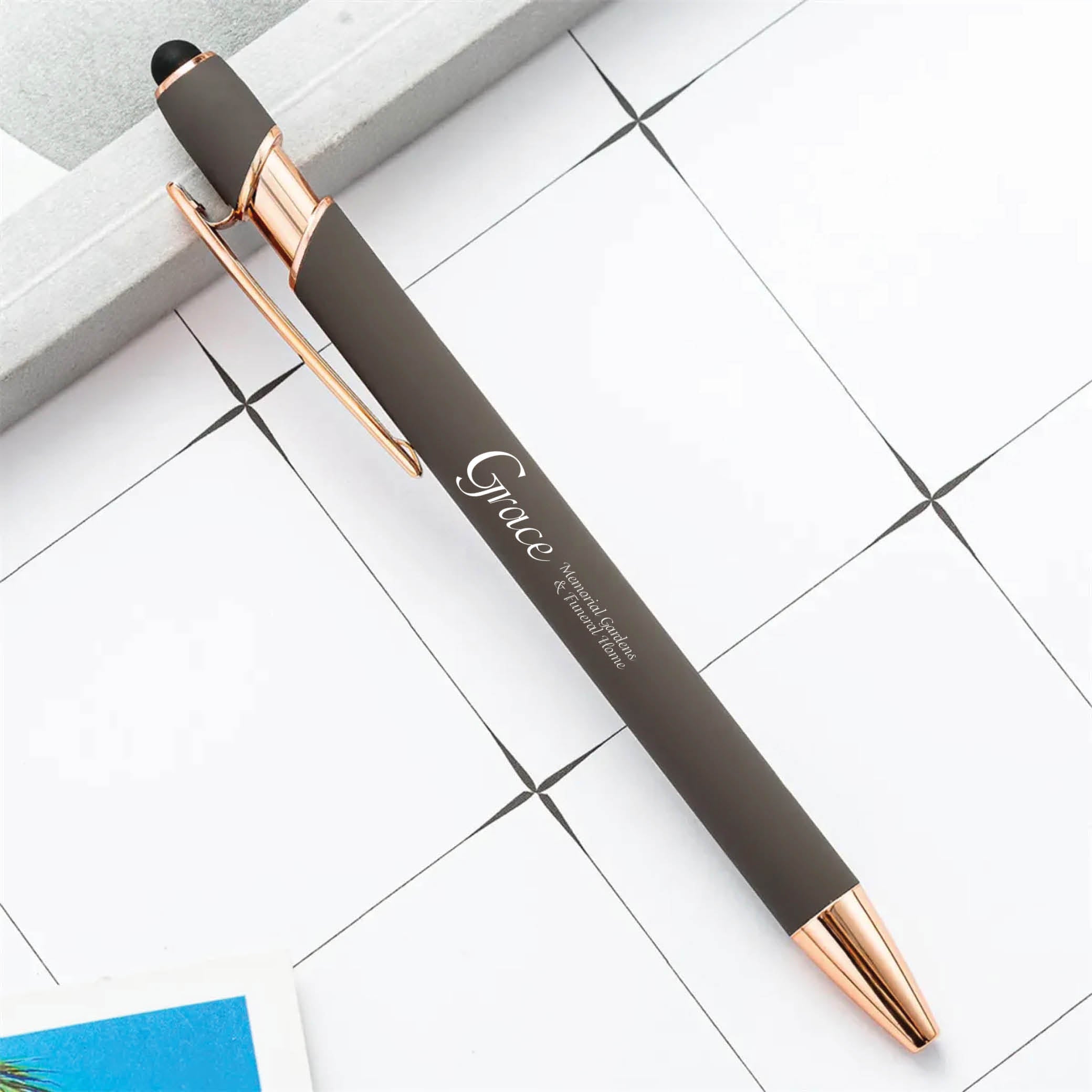 Rose Gold Stylus Tip Metal Ballpoint Pen Gray