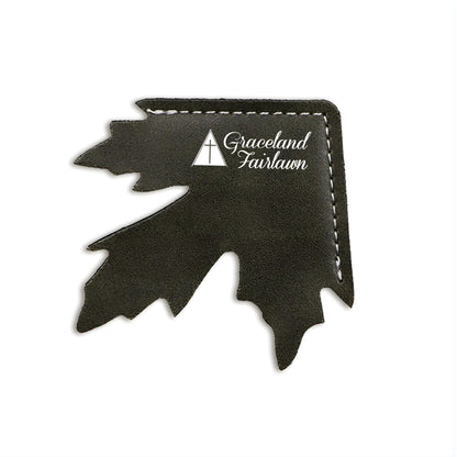 Maple Leaf Shape Leather Corner Bookmark Green