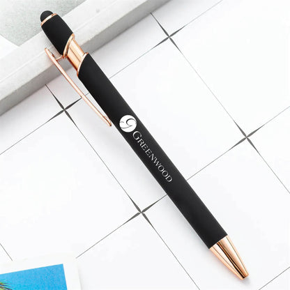 Rose Gold Stylus Tip Metal Ballpoint Pen Black