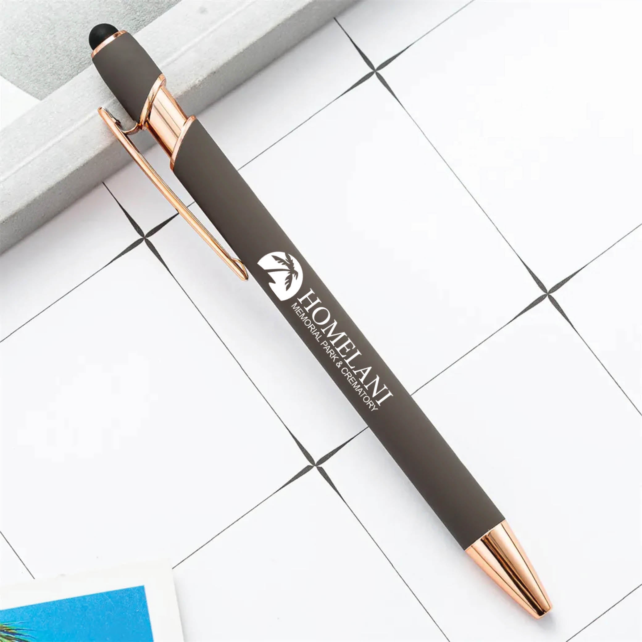 Rose Gold Stylus Tip Metal Ballpoint Pen Gray