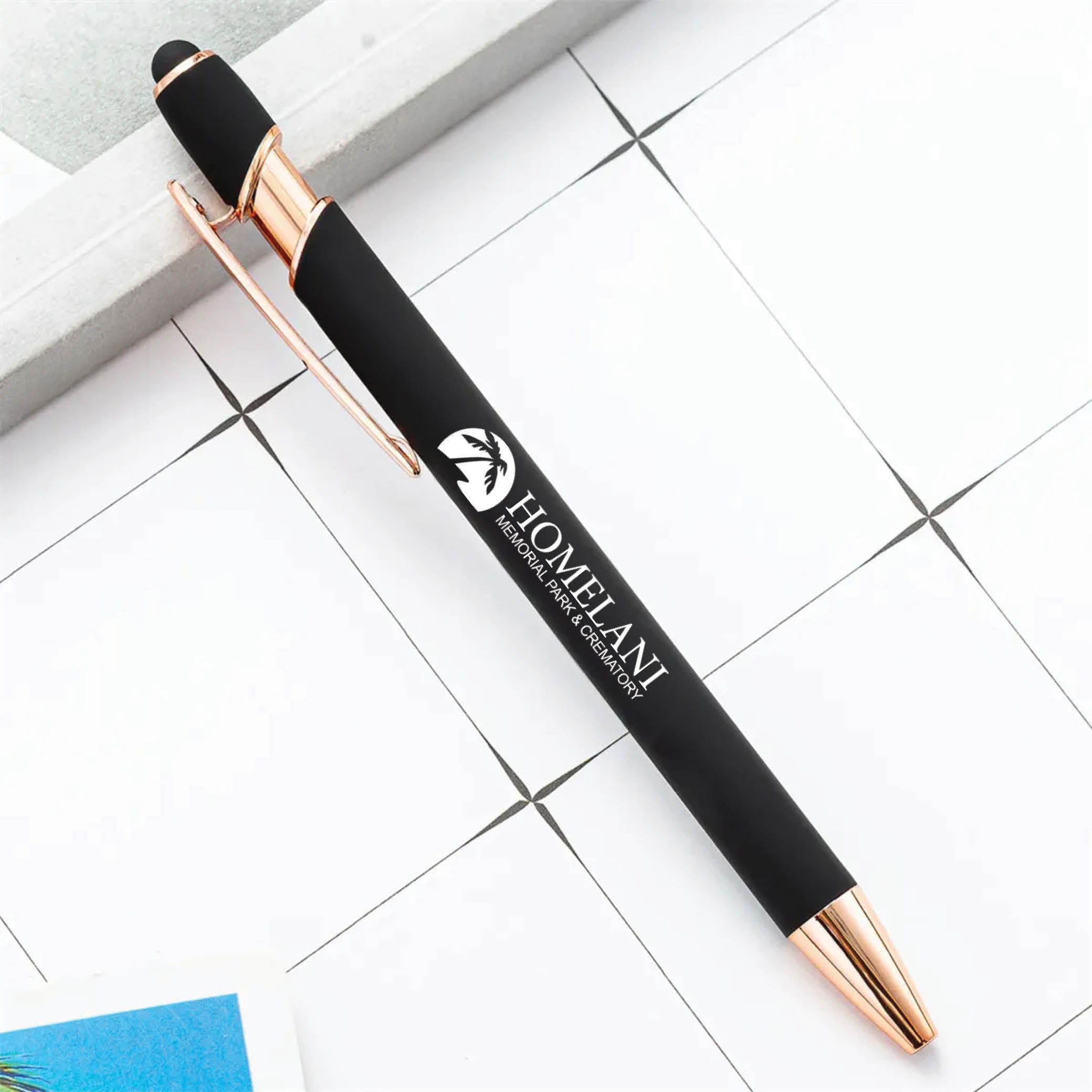 Rose Gold Stylus Tip Metal Ballpoint Pen Black