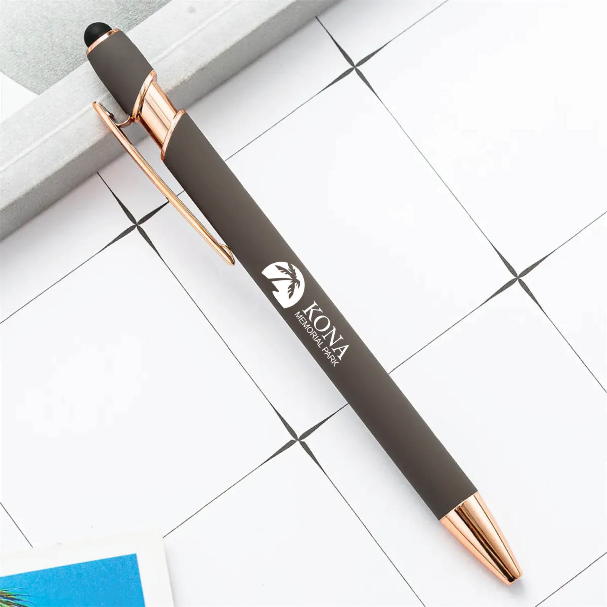 Rose Gold Stylus Tip Metal Ballpoint Pen Gray