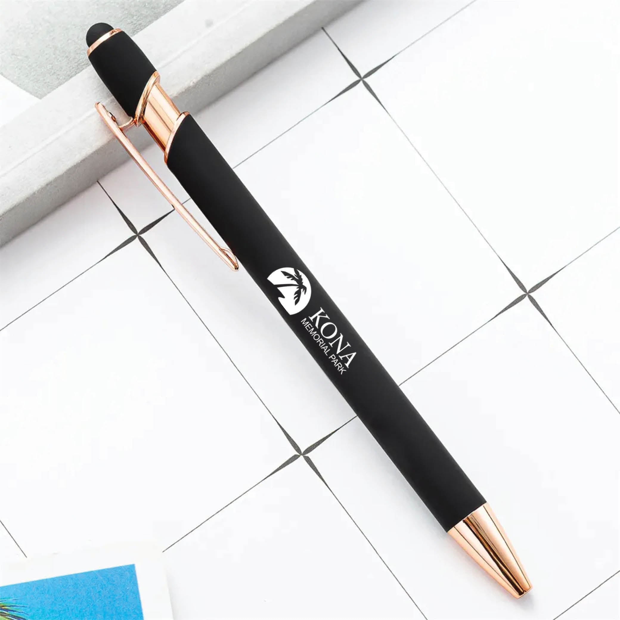 Rose Gold Stylus Tip Metal Ballpoint Pen Black