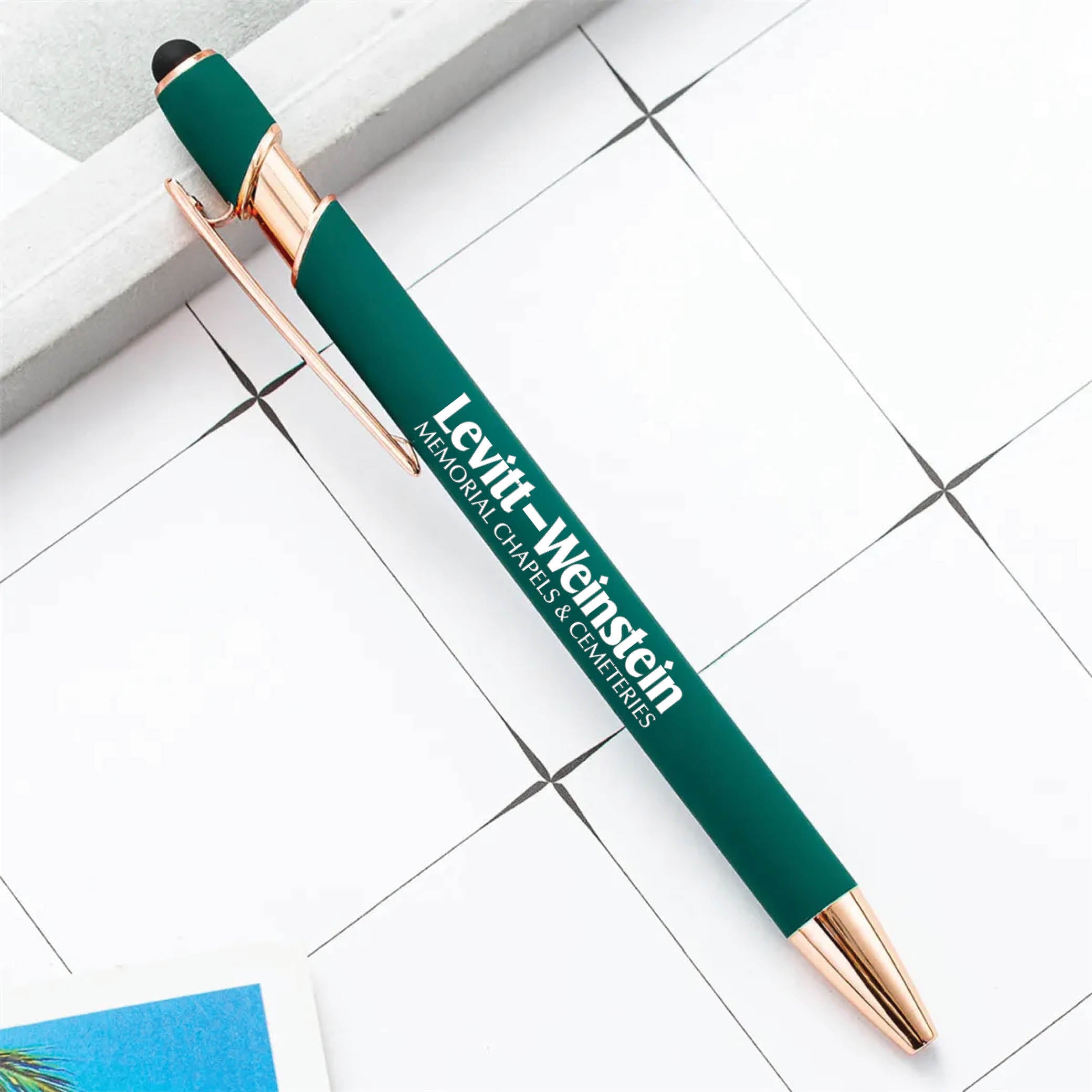 Rose Gold Stylus Tip Metal Ballpoint Pen Green