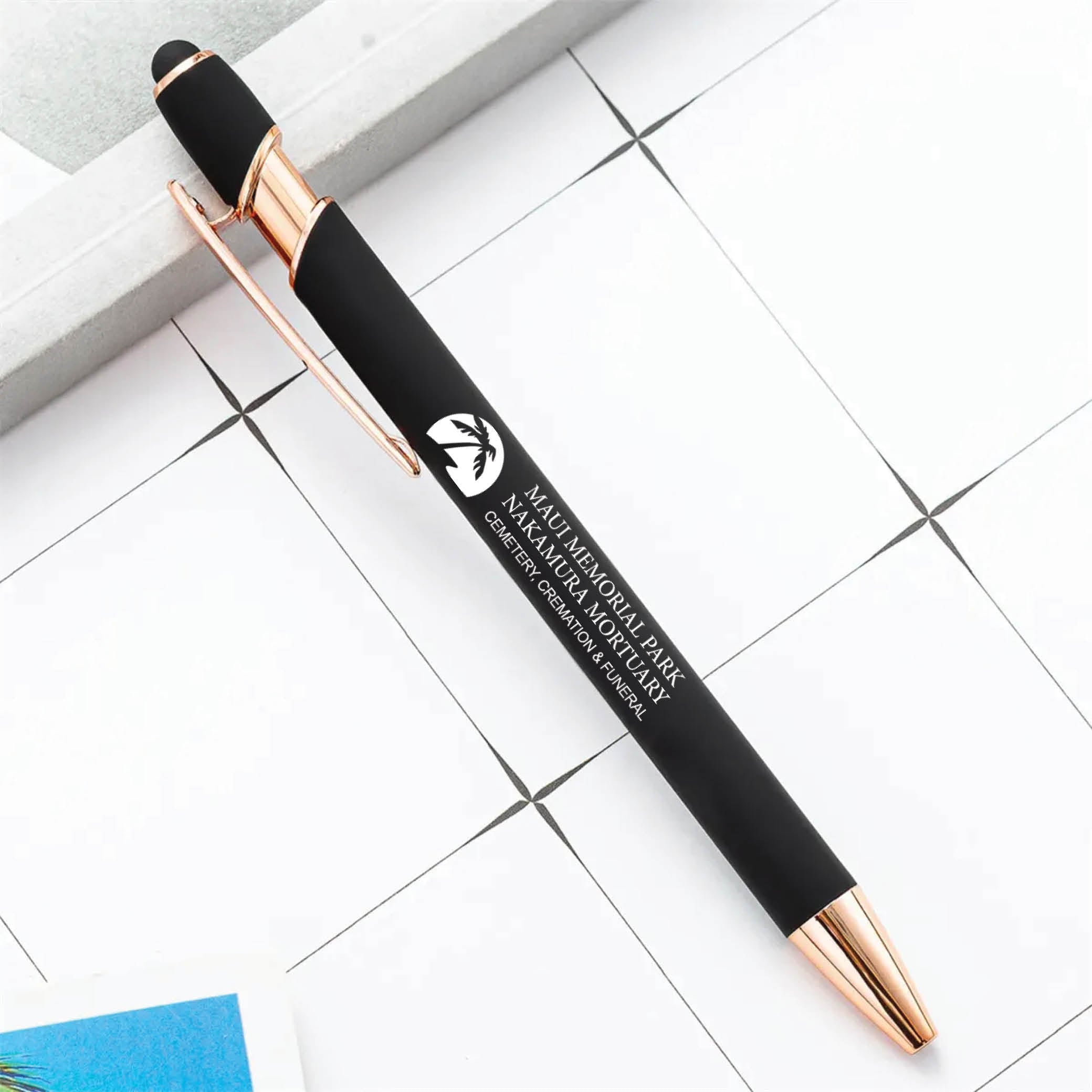 Rose Gold Stylus Tip Metal Ballpoint Pen Black