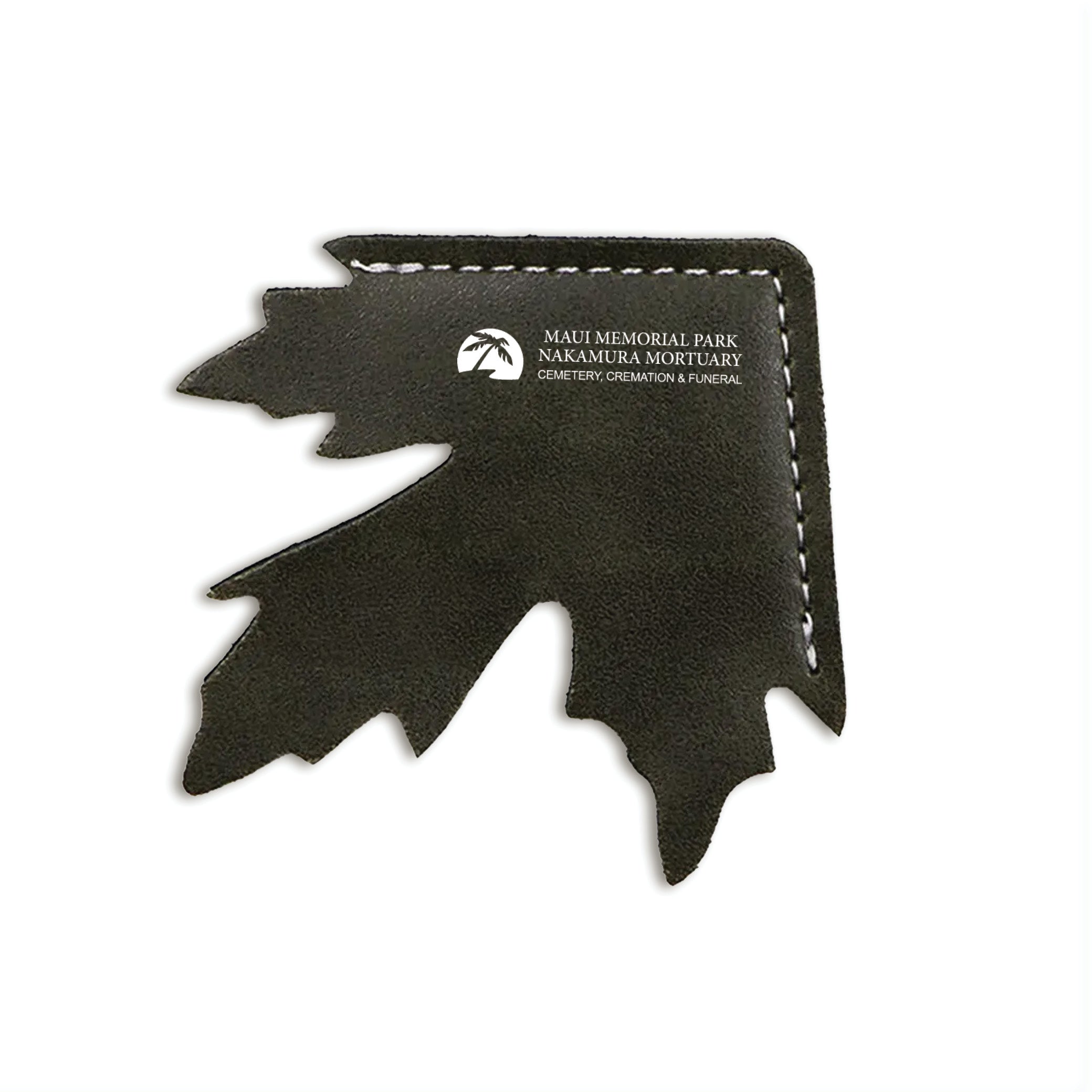 Maple Leaf Shape Leather Corner Bookmark Green