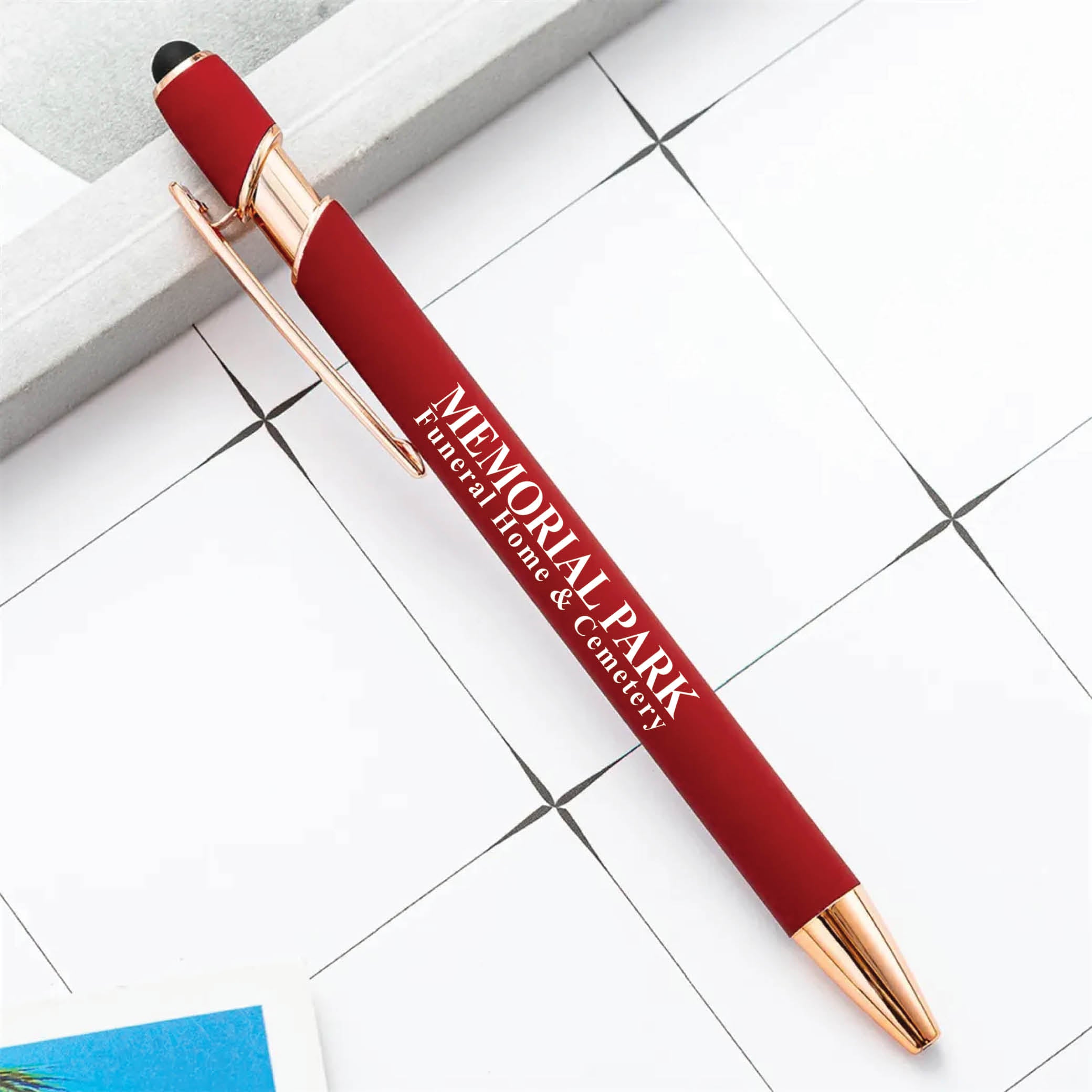 Rose Gold Stylus Tip Metal Ballpoint Pen Red