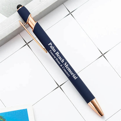 Rose Gold Stylus Tip Metal Ballpoint Pen Blue