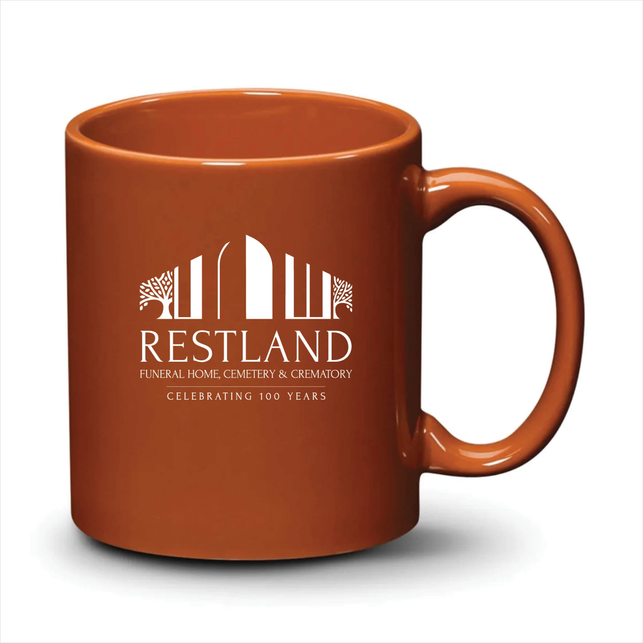 Malibu Mug Burnt Orange White Logo
