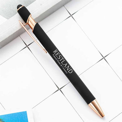 Rose Gold Stylus Tip Metal Ballpoint Pen Black