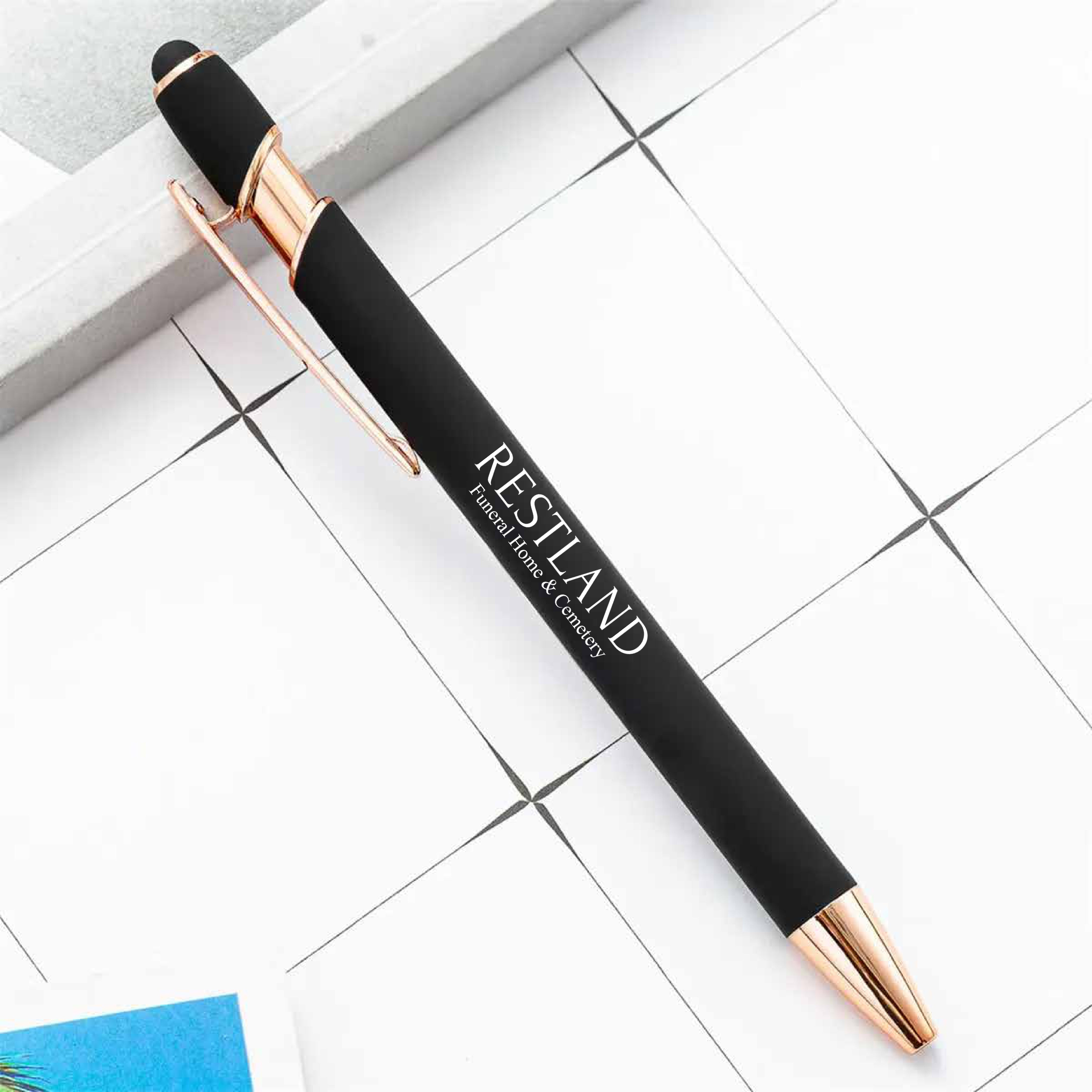 Rose Gold Stylus Tip Metal Ballpoint Pen Black
