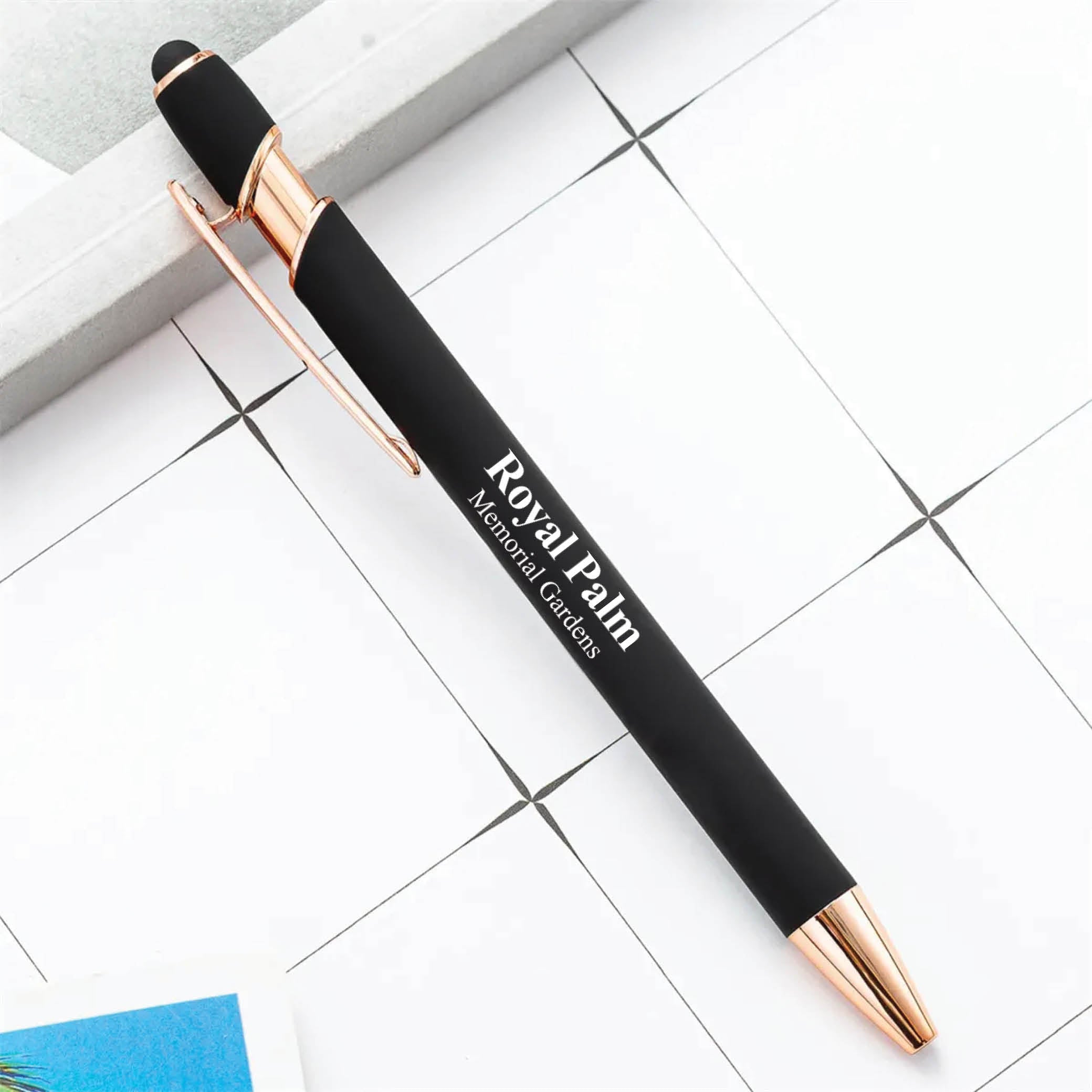 Rose Gold Stylus Tip Metal Ballpoint Pen Black